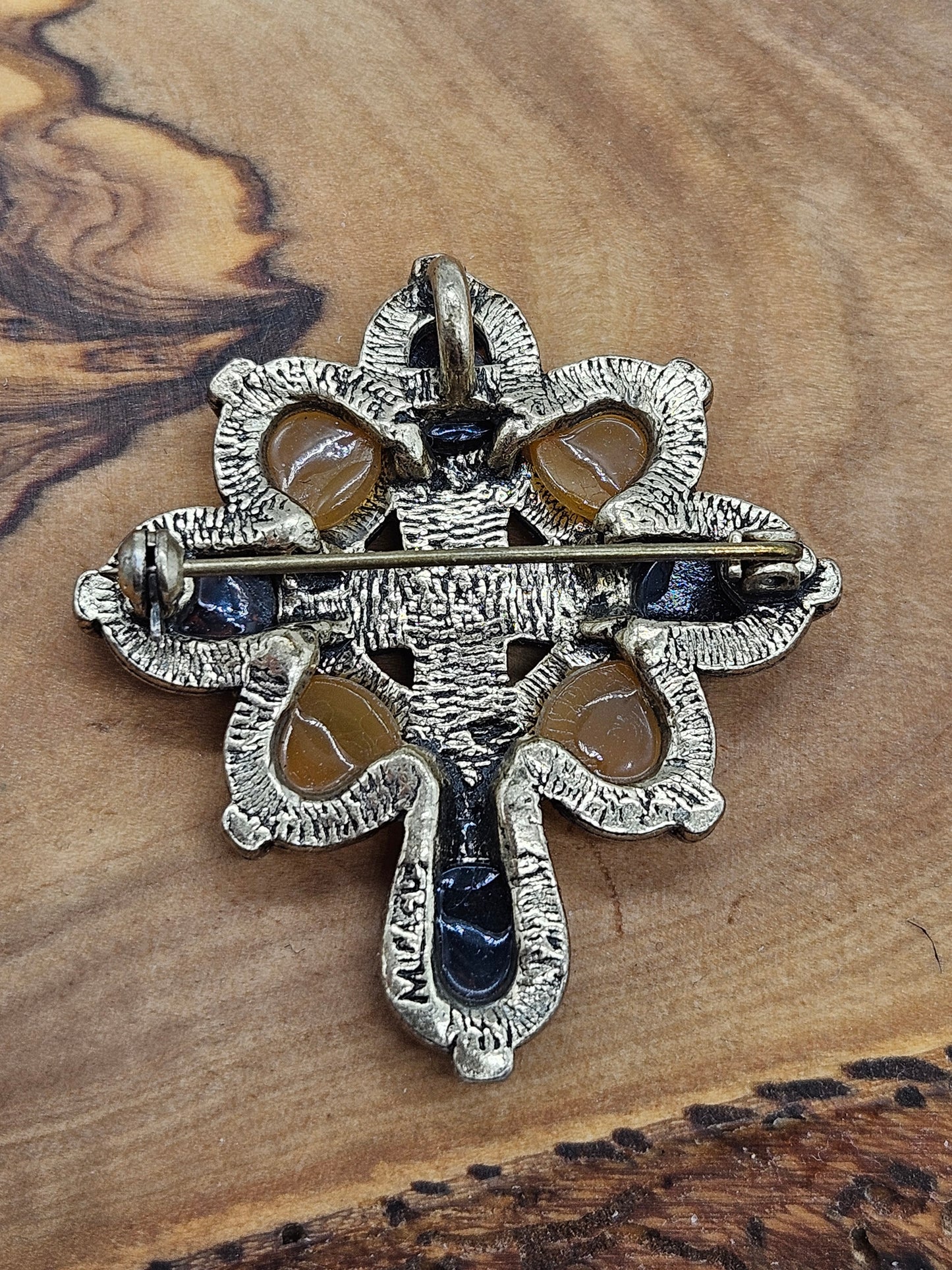 Vintage Scottish style brooch - The Cross with Scottish gemstones.