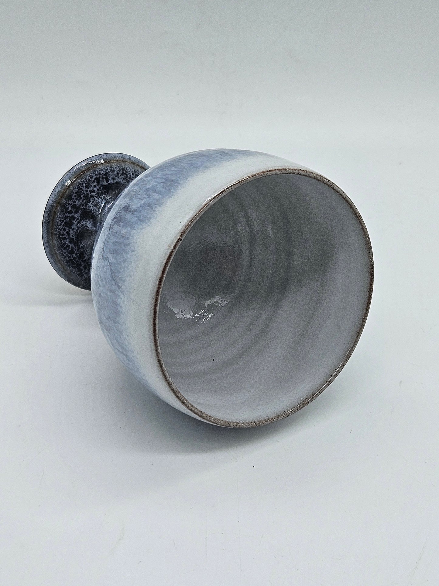 Studio pottery blue glazed wine goblet, VGC