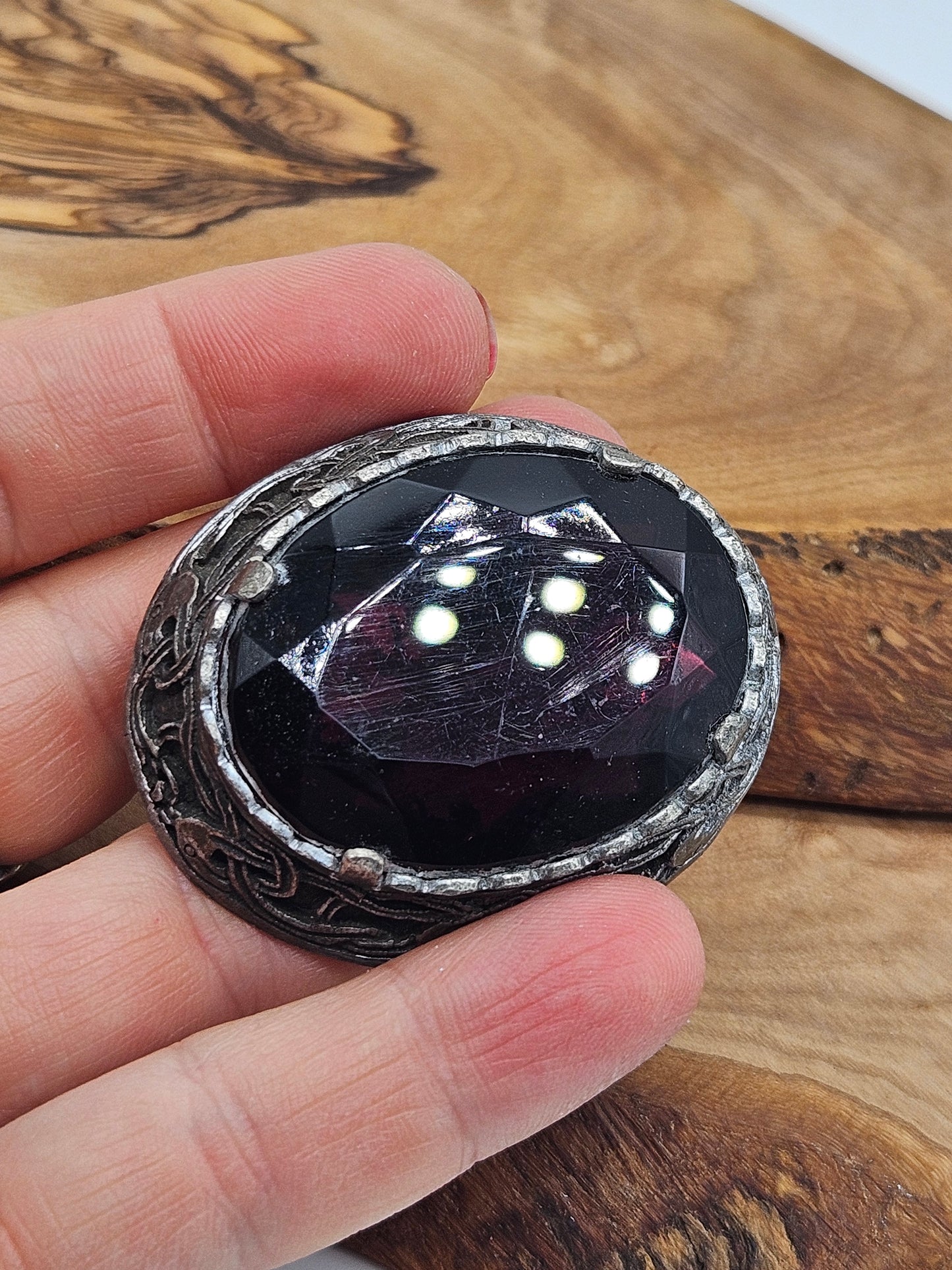 Vintage Cobashon brooch with Celtic border.