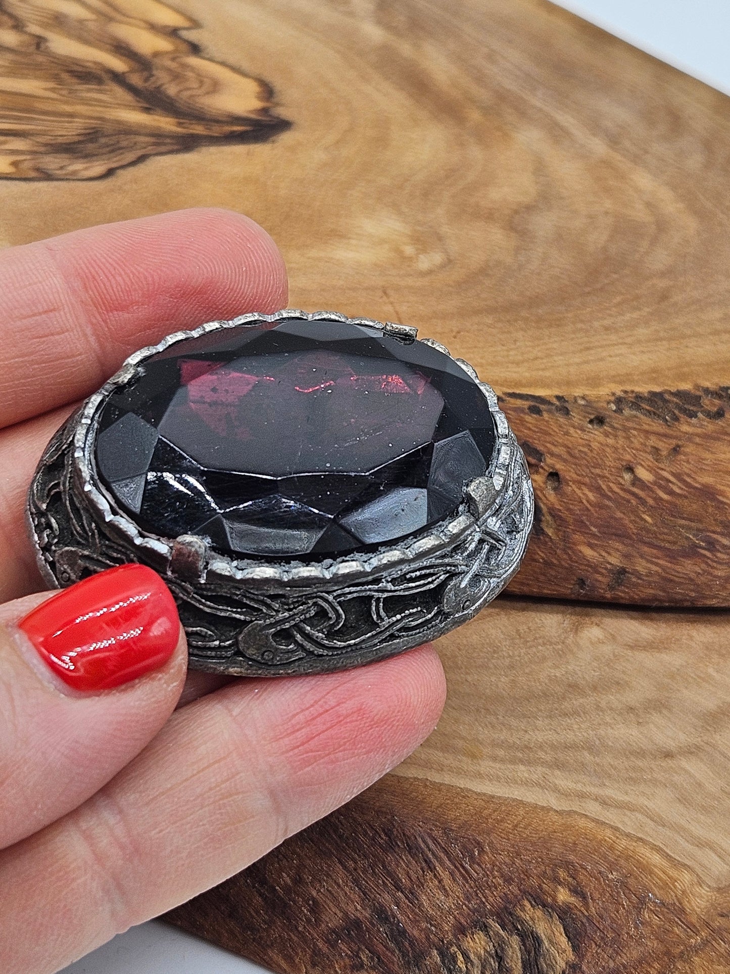 Vintage Cobashon brooch with Celtic border.