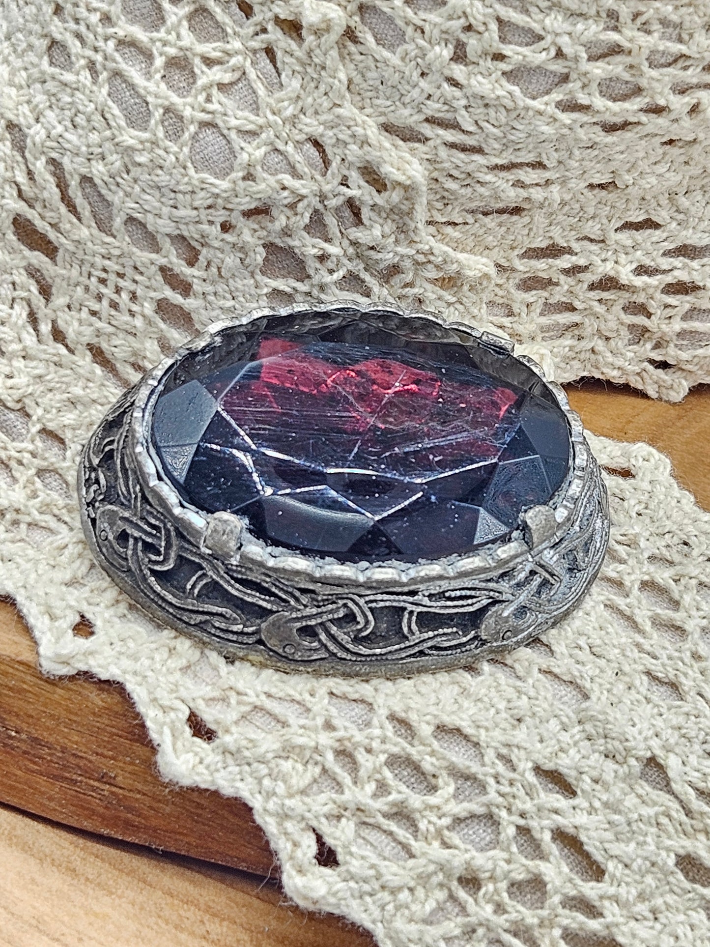 Vintage Cobashon brooch with Celtic border.