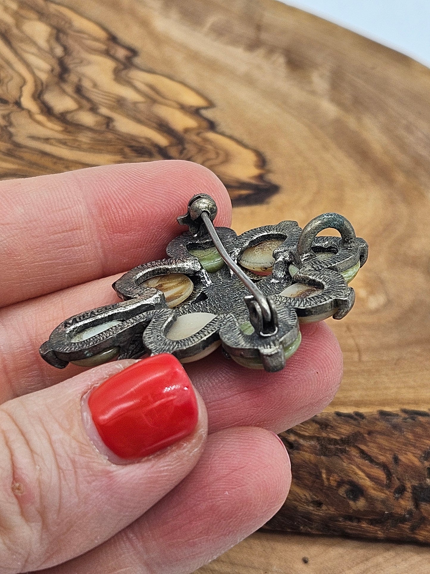 Vintage Scottish style brooch - The Cross with Scottish gemstones.
