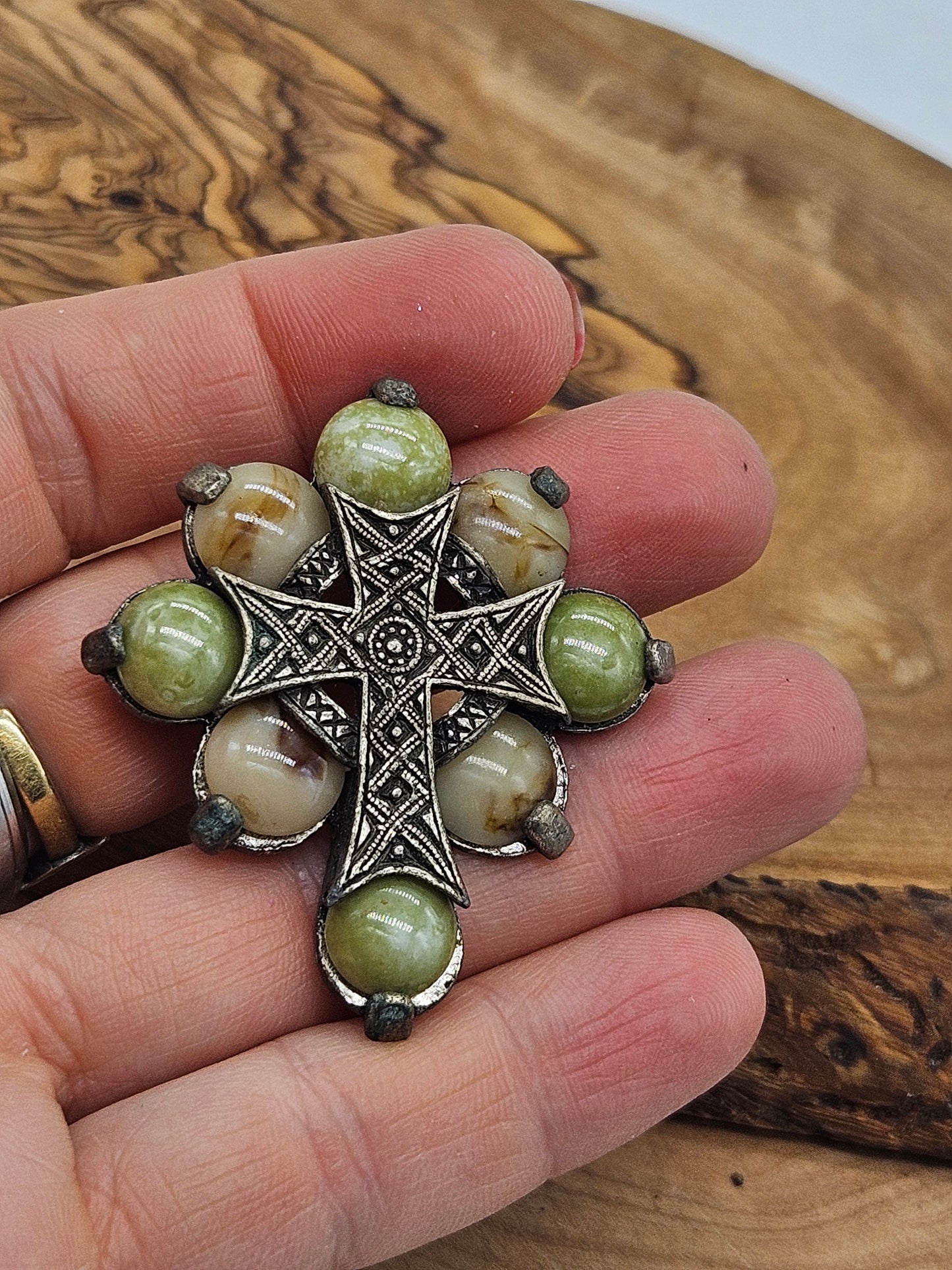 Vintage Scottish style brooch - The Cross with Scottish gemstones.