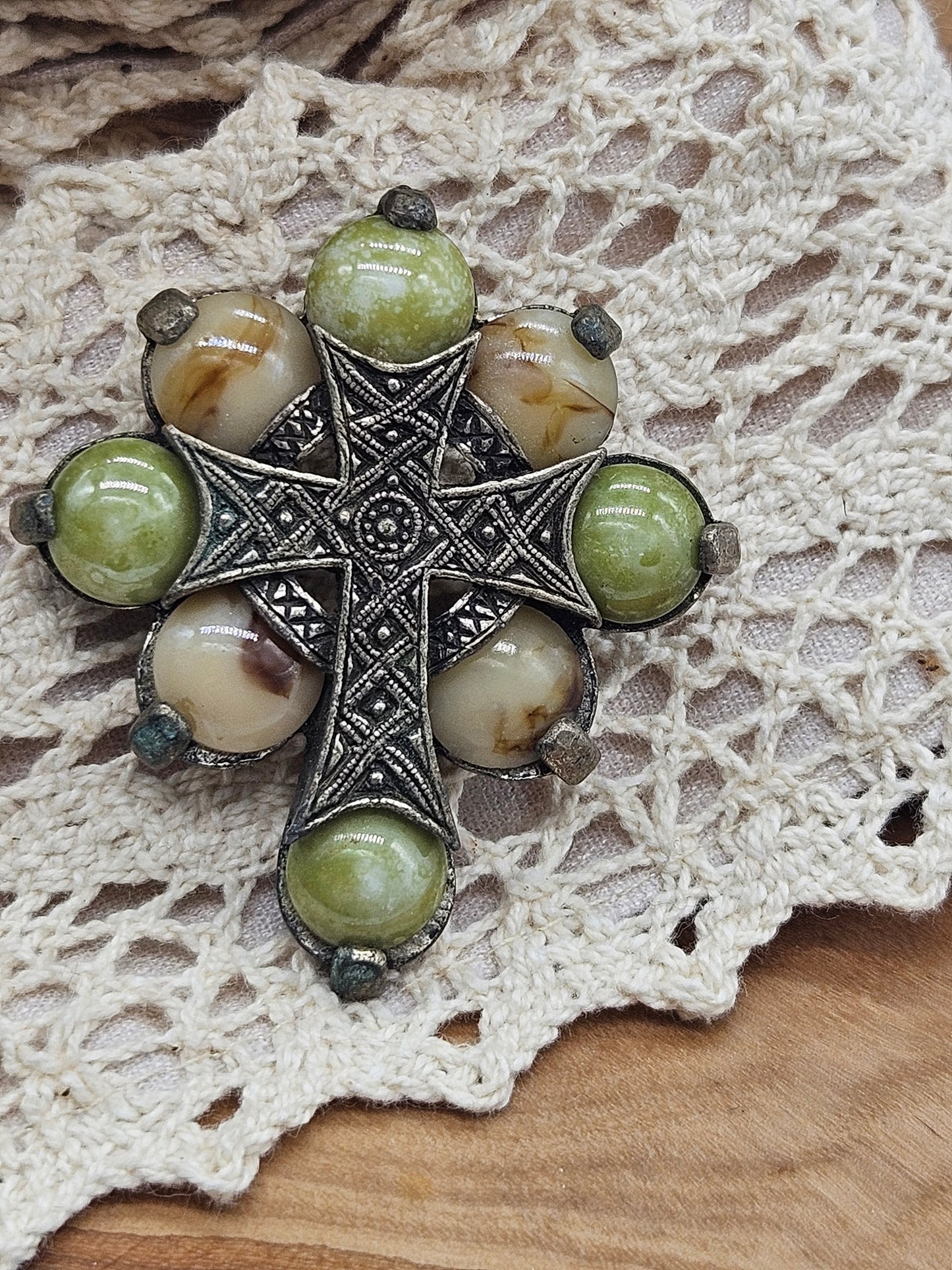Vintage Scottish style brooch - The Cross with Scottish gemstones.