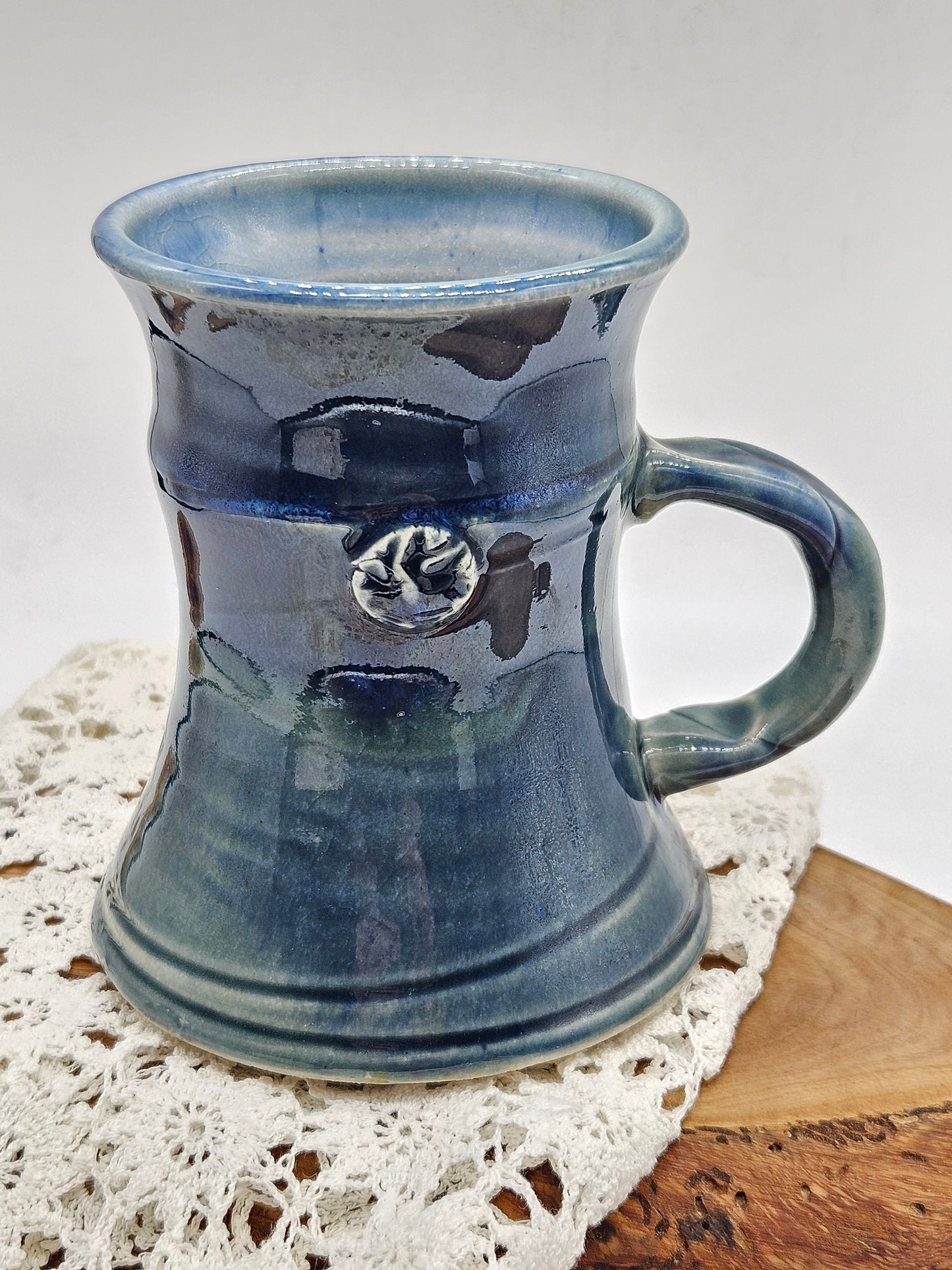 Studio Pottery Glace finished Blue Mug EB116