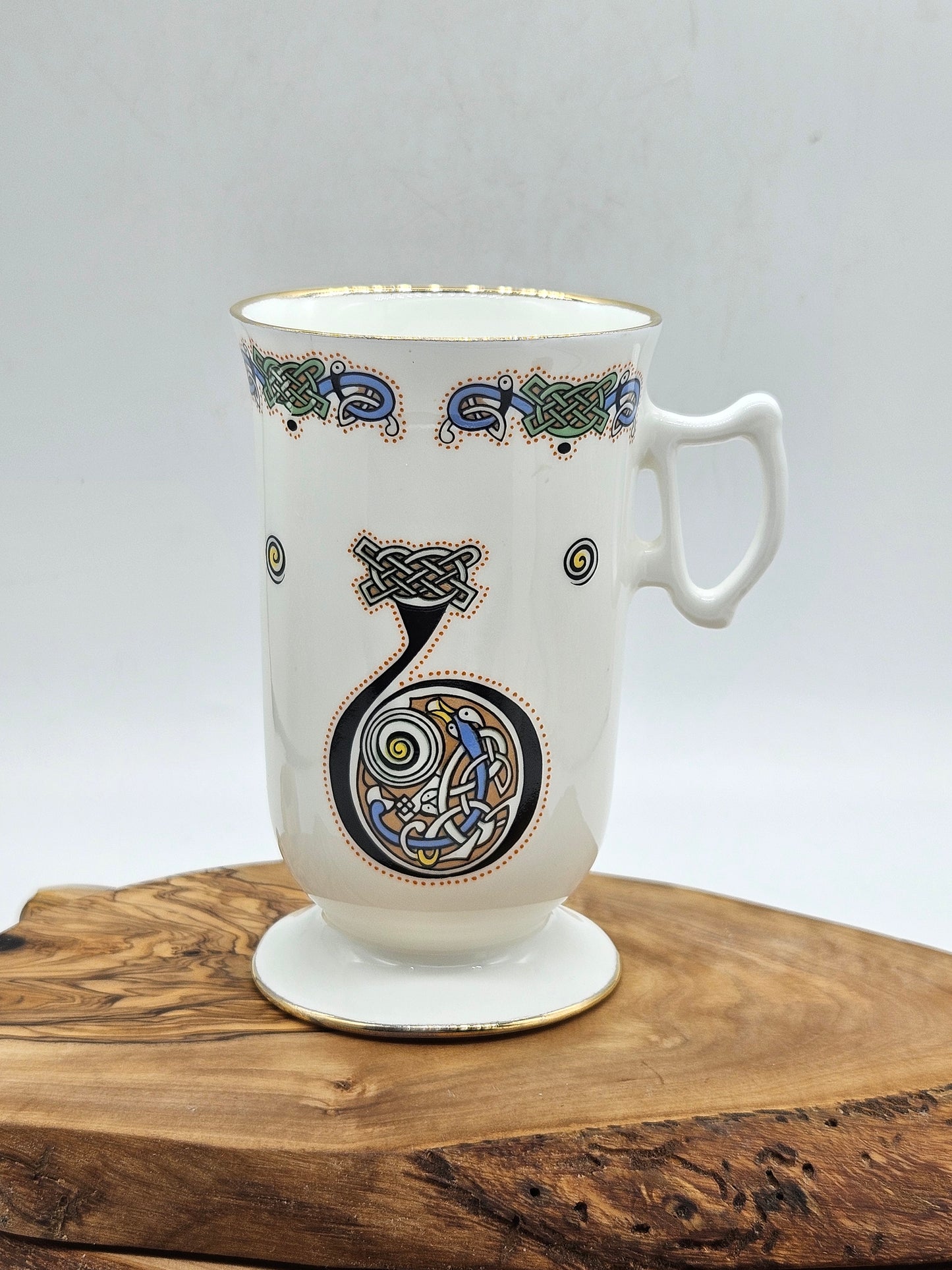 Vintage Fine Bone China Irish Coffee Cup, Royal Tara Book of Kells