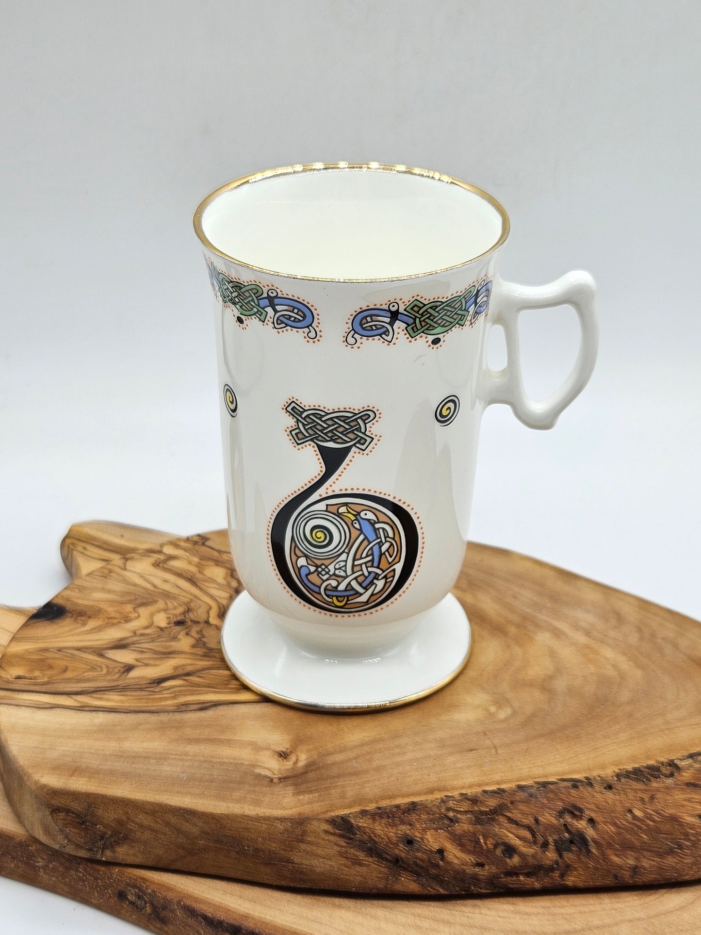 Vintage Fine Bone China Irish Coffee Cup, Royal Tara Book of Kells