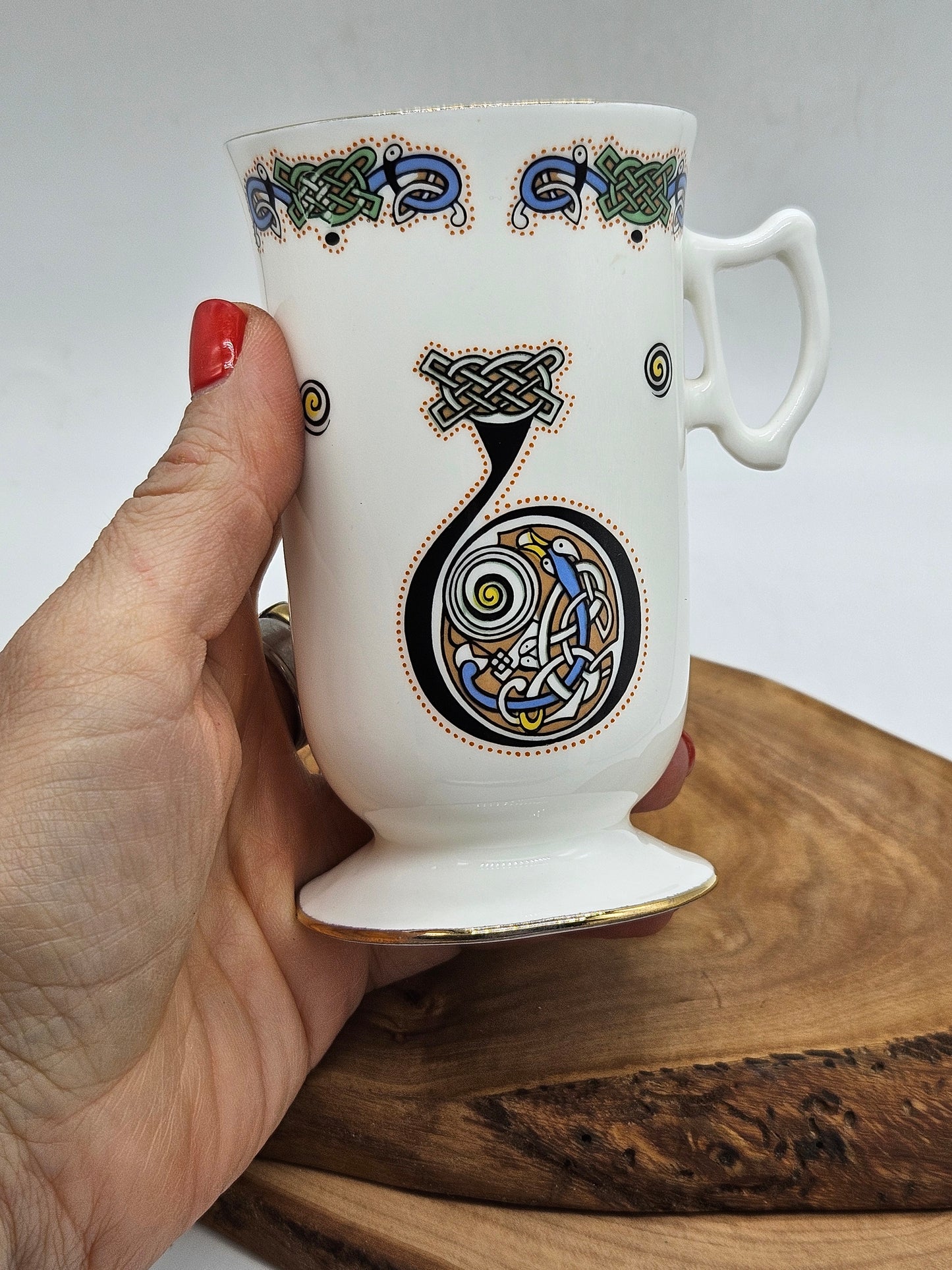 Vintage Fine Bone China Irish Coffee Cup, Royal Tara Book of Kells