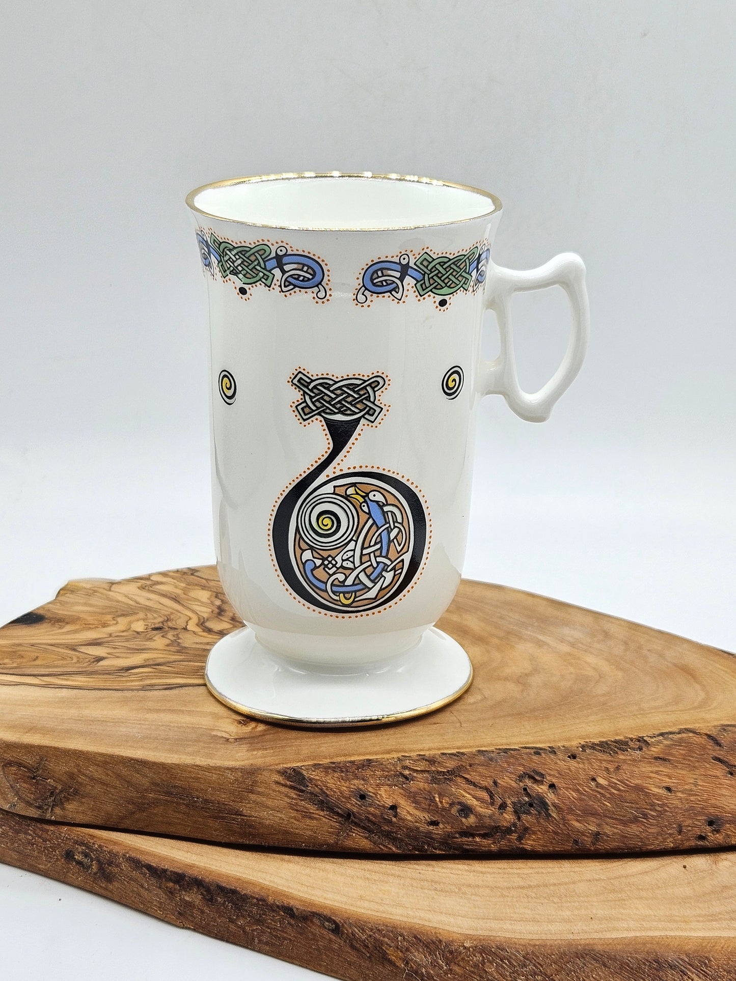 Vintage Fine Bone China Irish Coffee Cup, Royal Tara Book of Kells