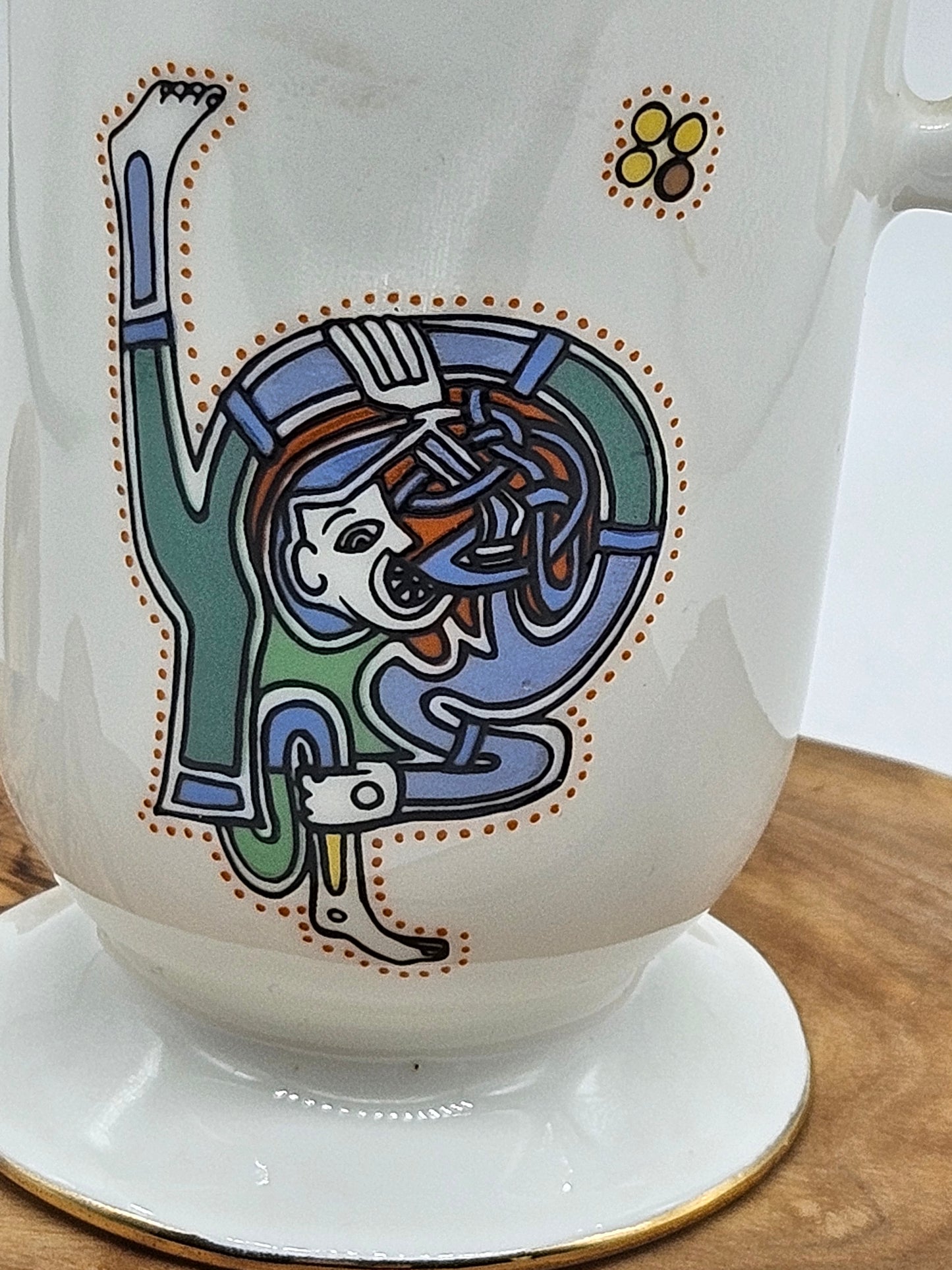 Vintage Fine Bone China Irish Coffee Cup, Royal Tara Book of Kells