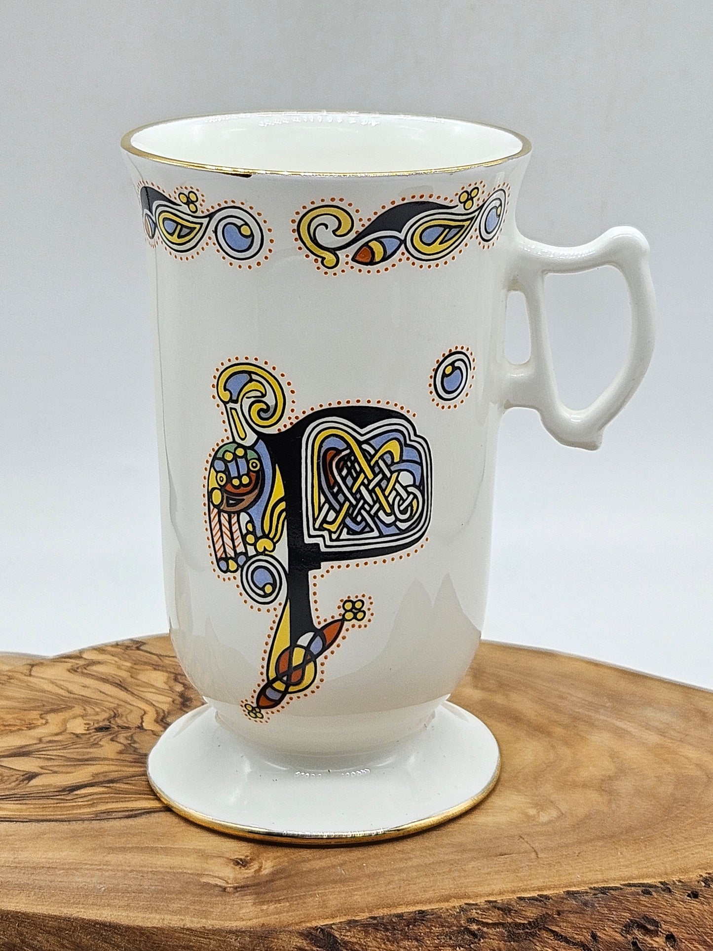 Vintage Fine Bone China Irish Coffee Cup, Royal Tara Book of Kells