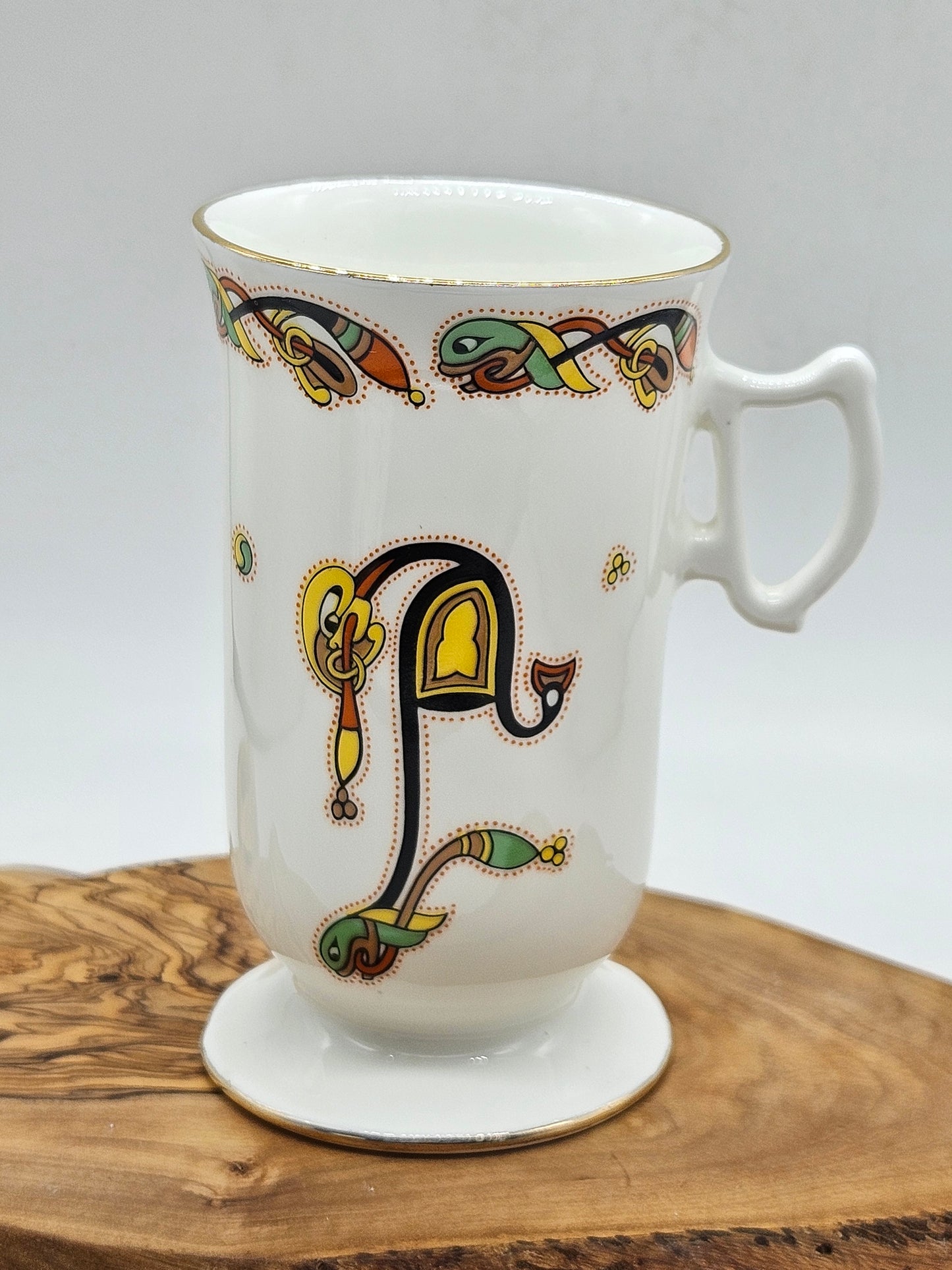 Vintage Fine Bone China Irish Coffee Cup, Royal Tara Book of Kells ET8016
