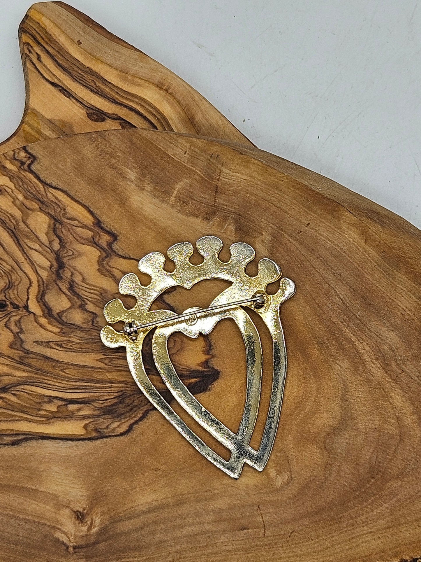 Vintage Celtic style brooch - Two Hearts Forever.