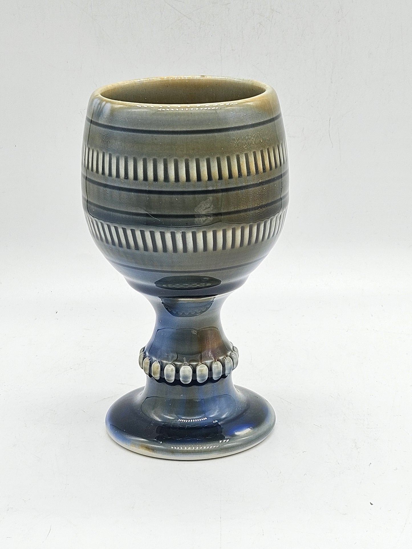 Studio Pottery fully Glazed Heavy Wine Goblet