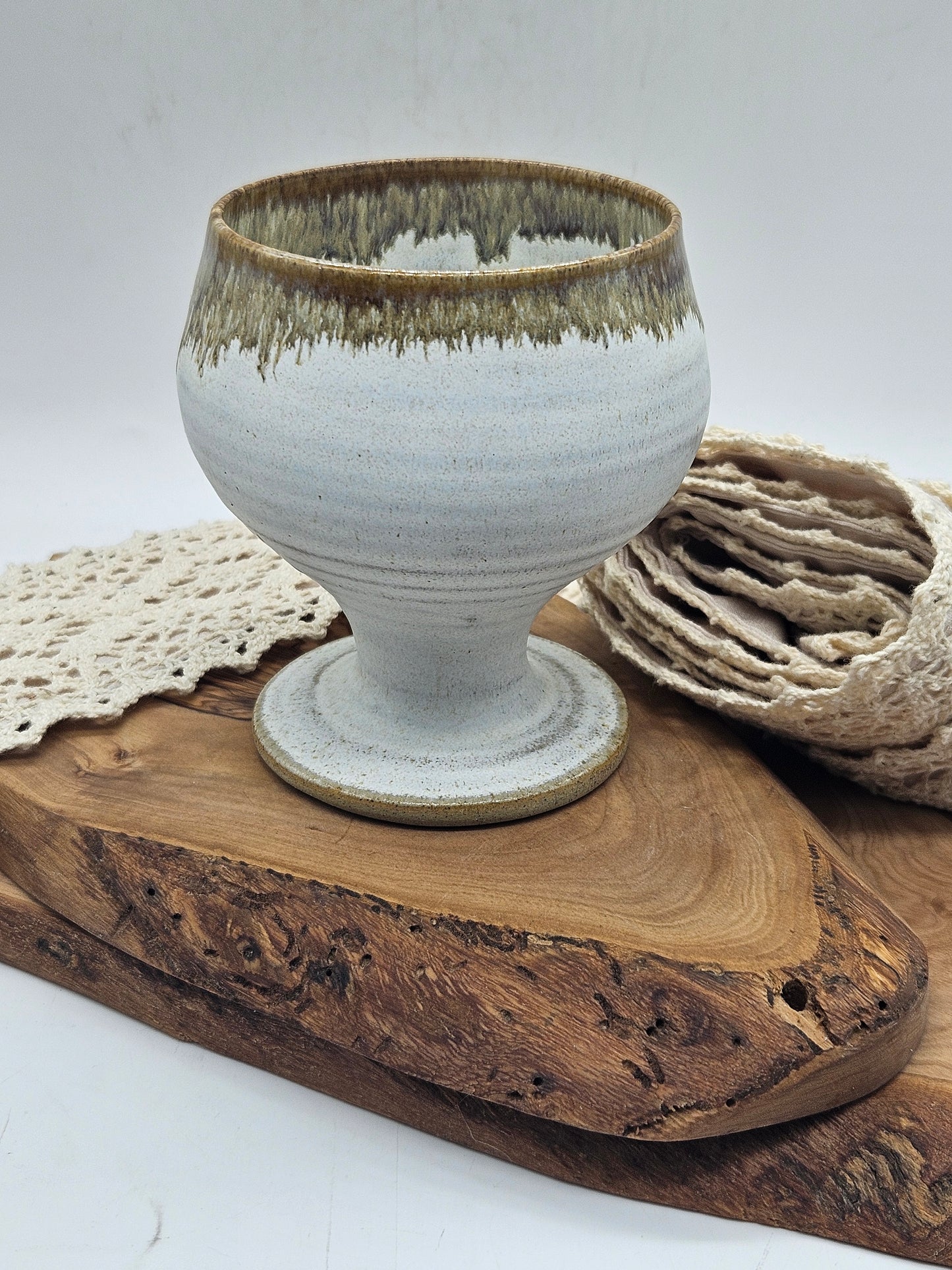 Studio pottery Vintage Glazed Goblet with Lion
