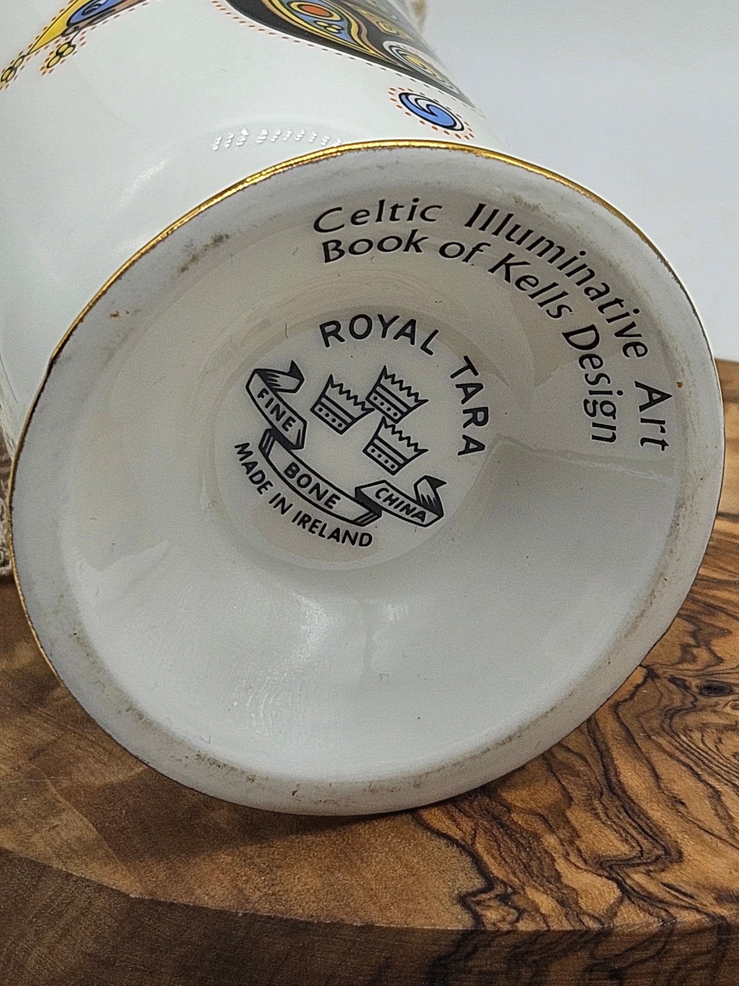 Vintage Fine Bone China Irish Coffee Cup, Royal Tara Book of Kells