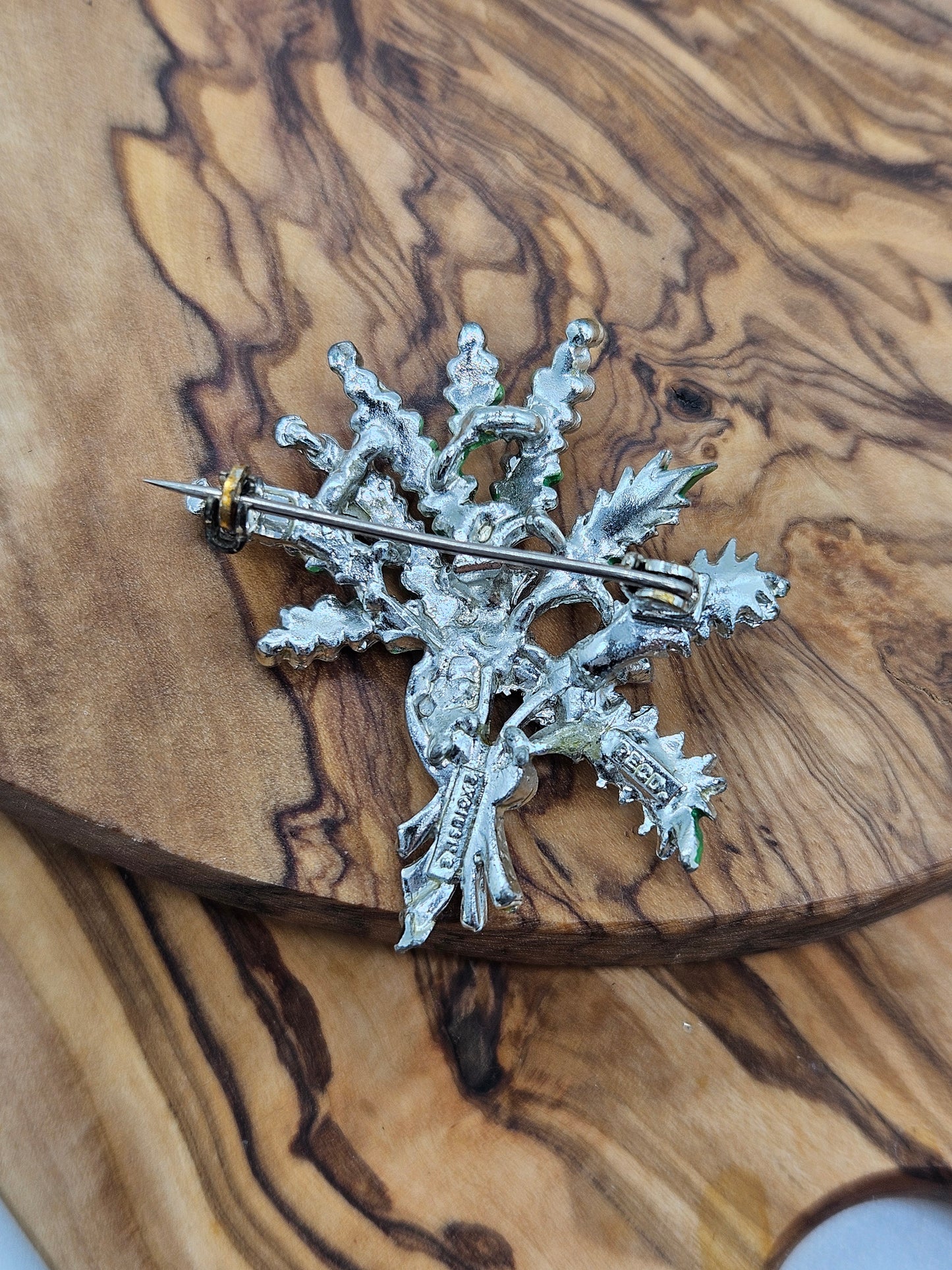 Vintage Enamel brooch - The Heather Bunch with Violet gemstones.