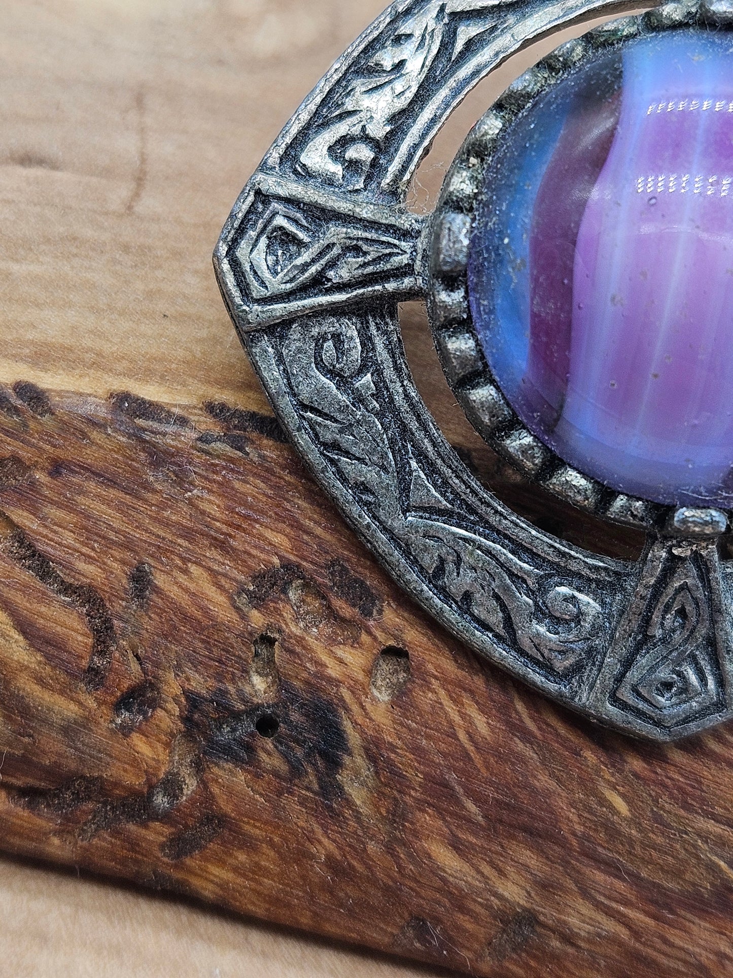 Vintage antique Scottish Brooch with Violet Insert