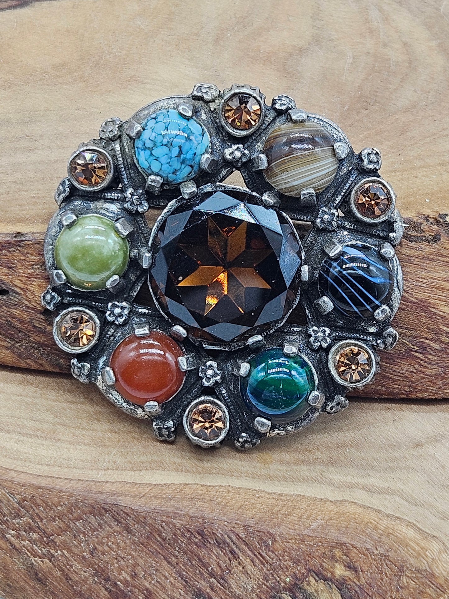 Vintage Large Scottish brooch with Scottish gemstones