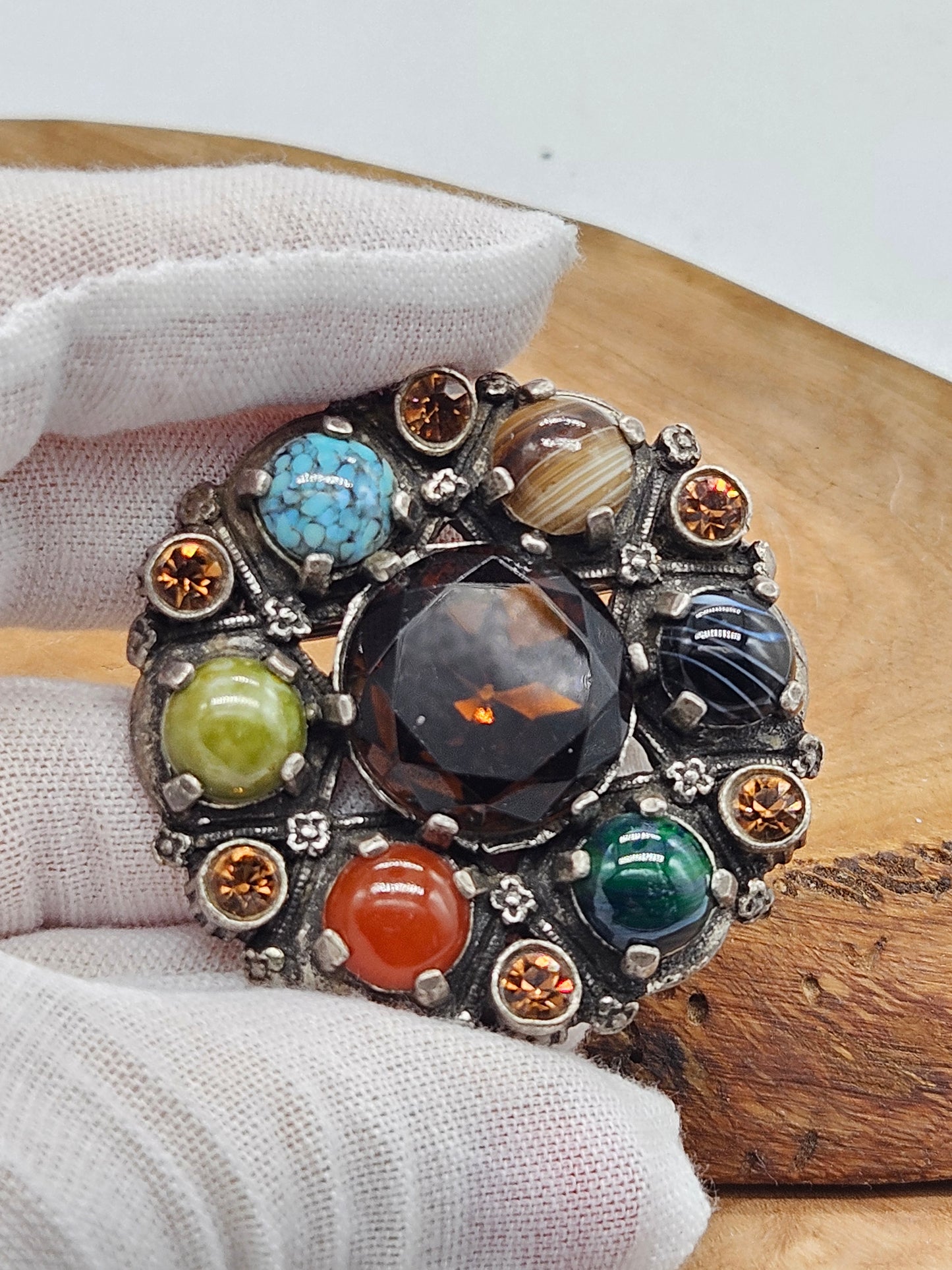 Vintage Large Scottish brooch with Scottish gemstones
