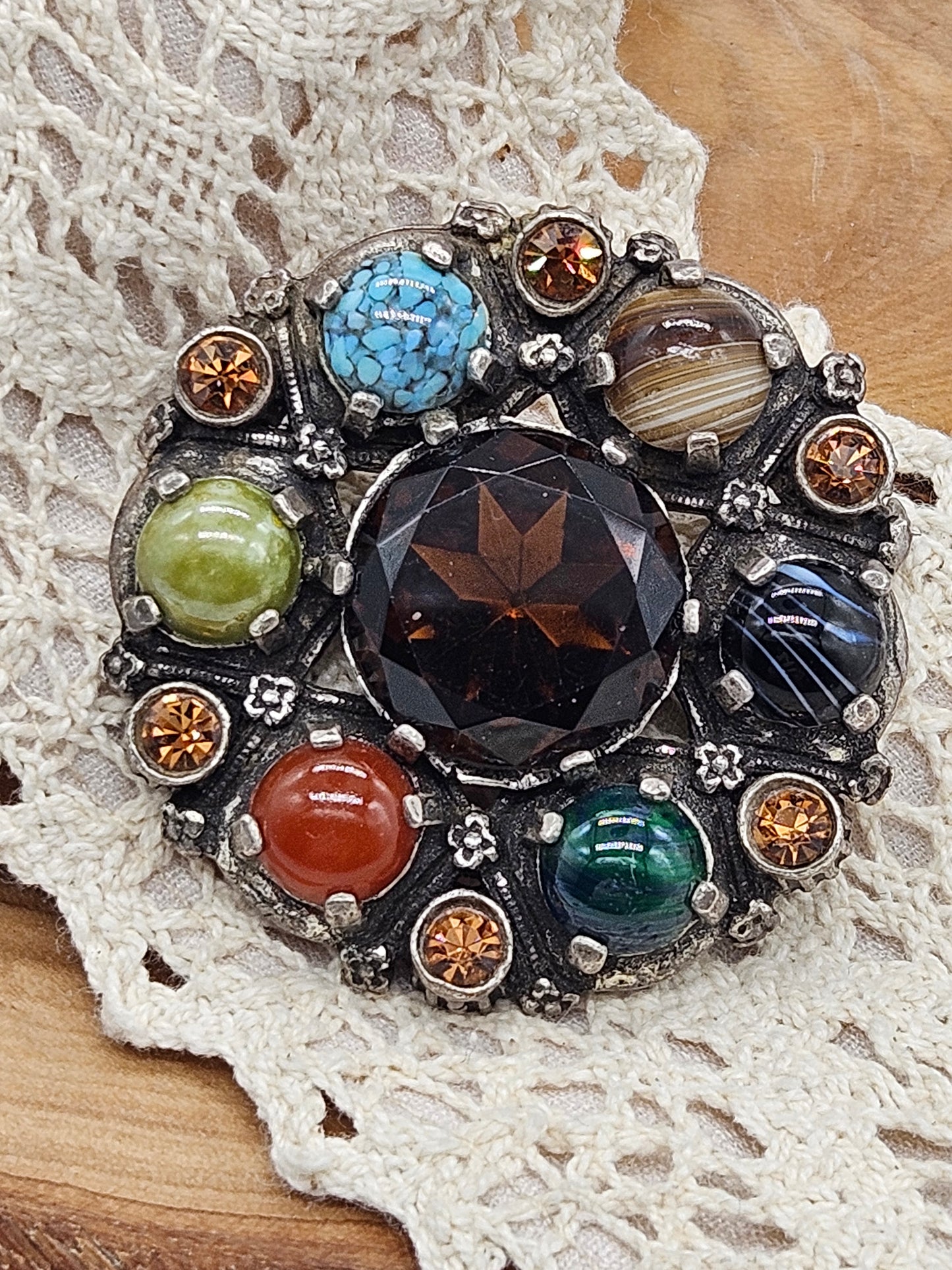Vintage Large Scottish brooch with Scottish gemstones