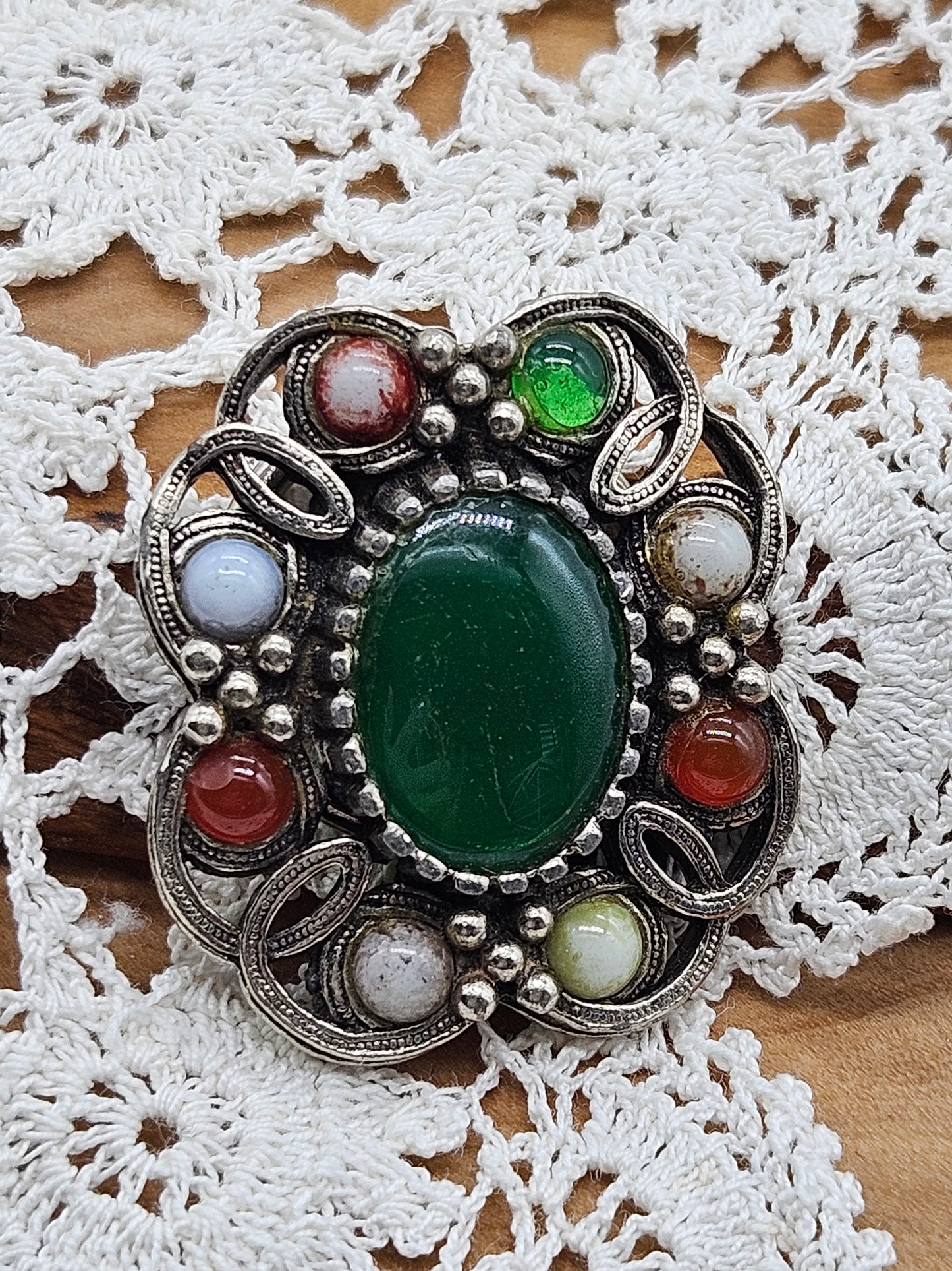 Vintage Scottish Scarf Clip with Gemstones