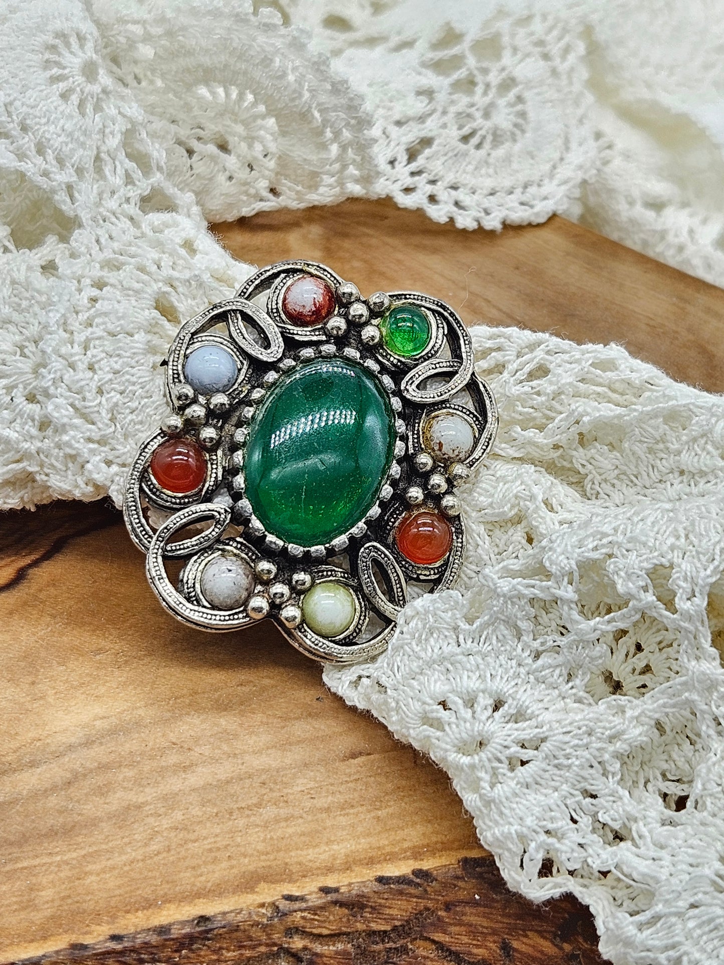 Vintage Scottish Scarf Clip with Gemstones