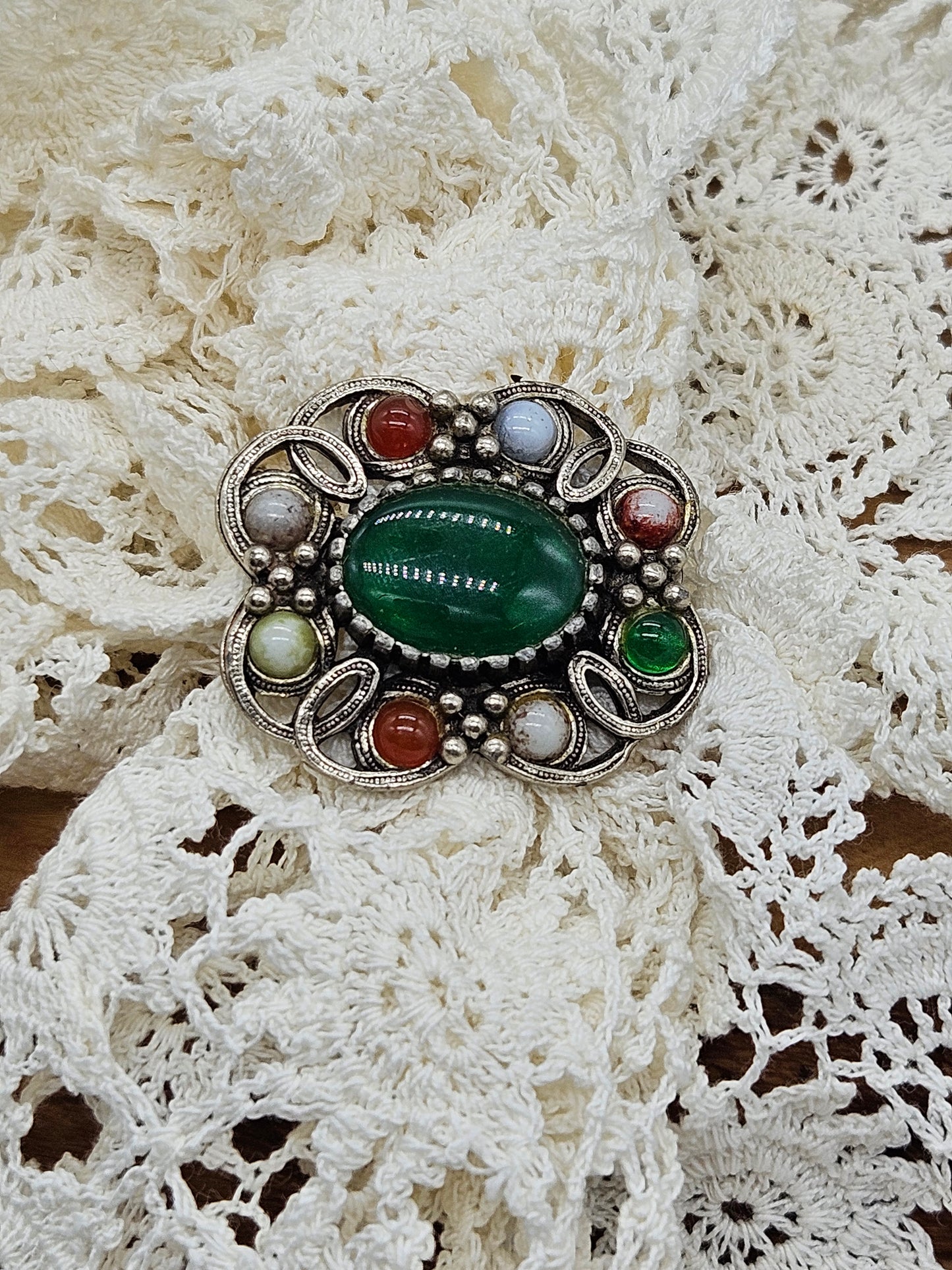 Vintage Scottish Scarf Clip with Gemstones
