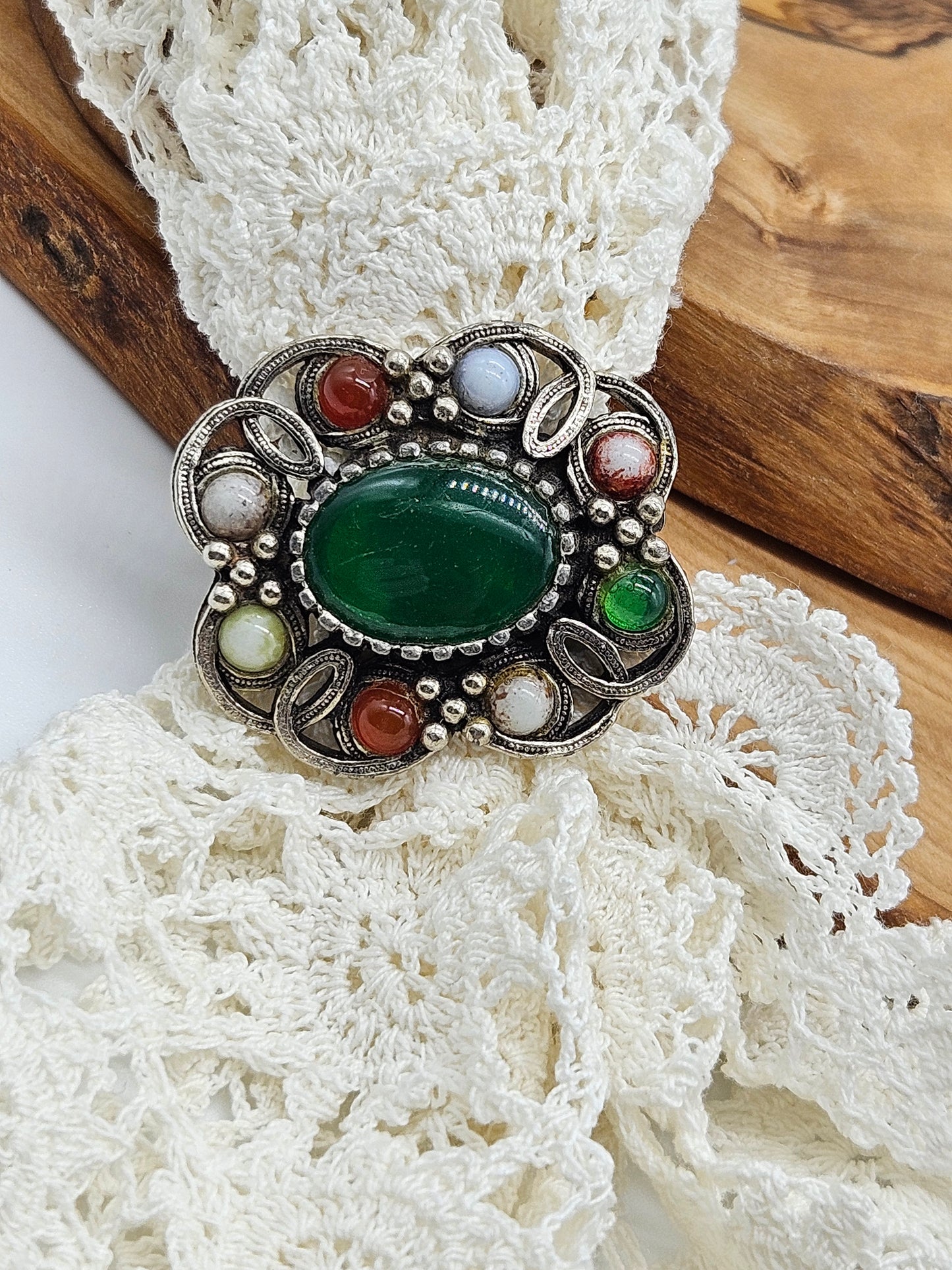 Vintage Scottish Scarf Clip with Gemstones