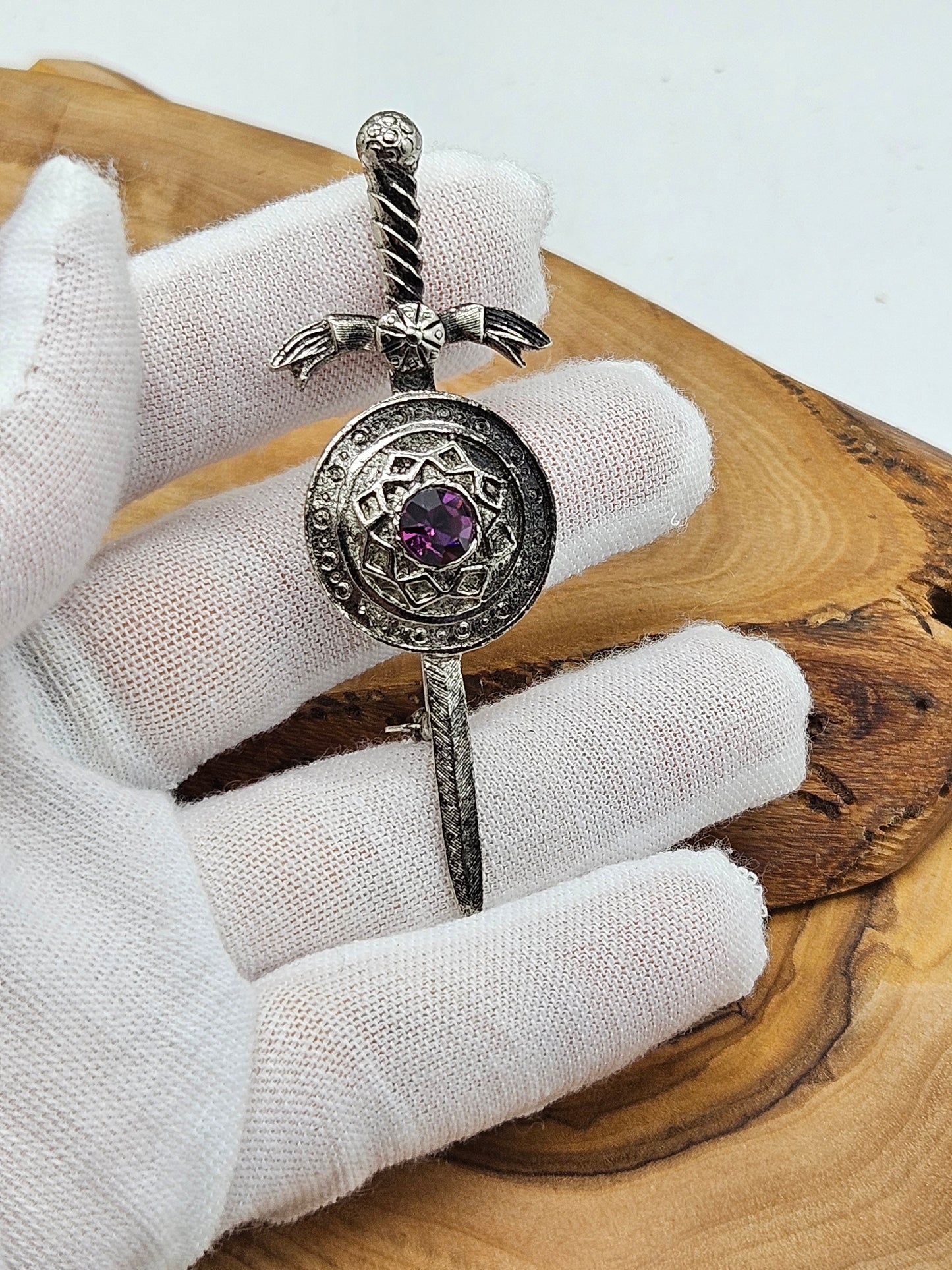 Vintage Scottish Pin Kilt Brooch Sword with Shield