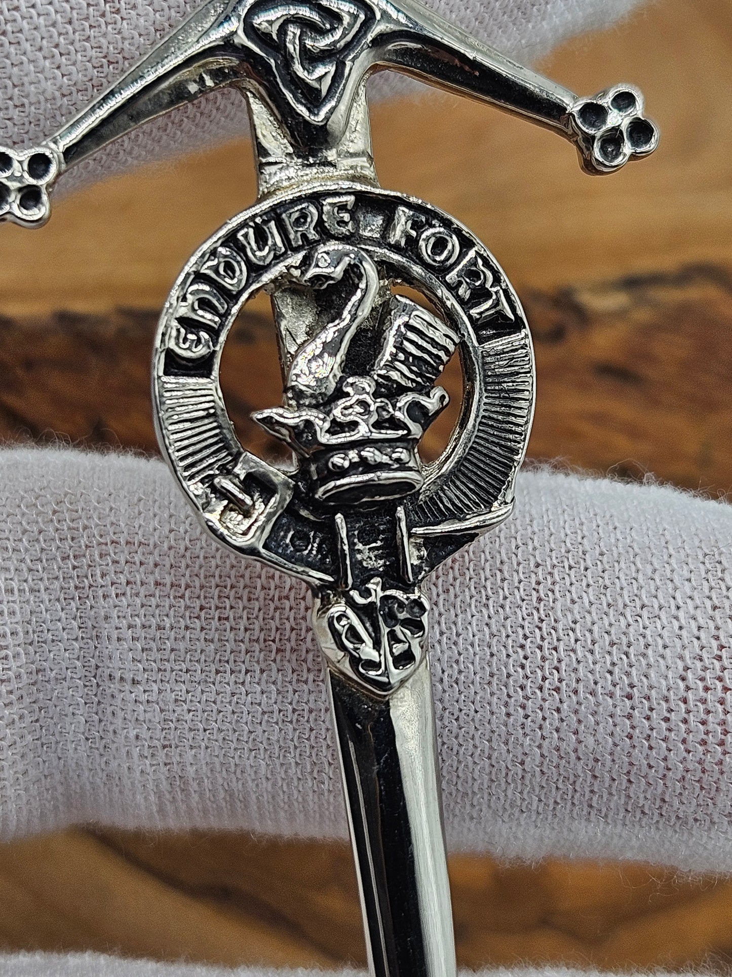 Large Vintage Scottish Pin Kilt Brooch Sword with Coat of Arms, VGC