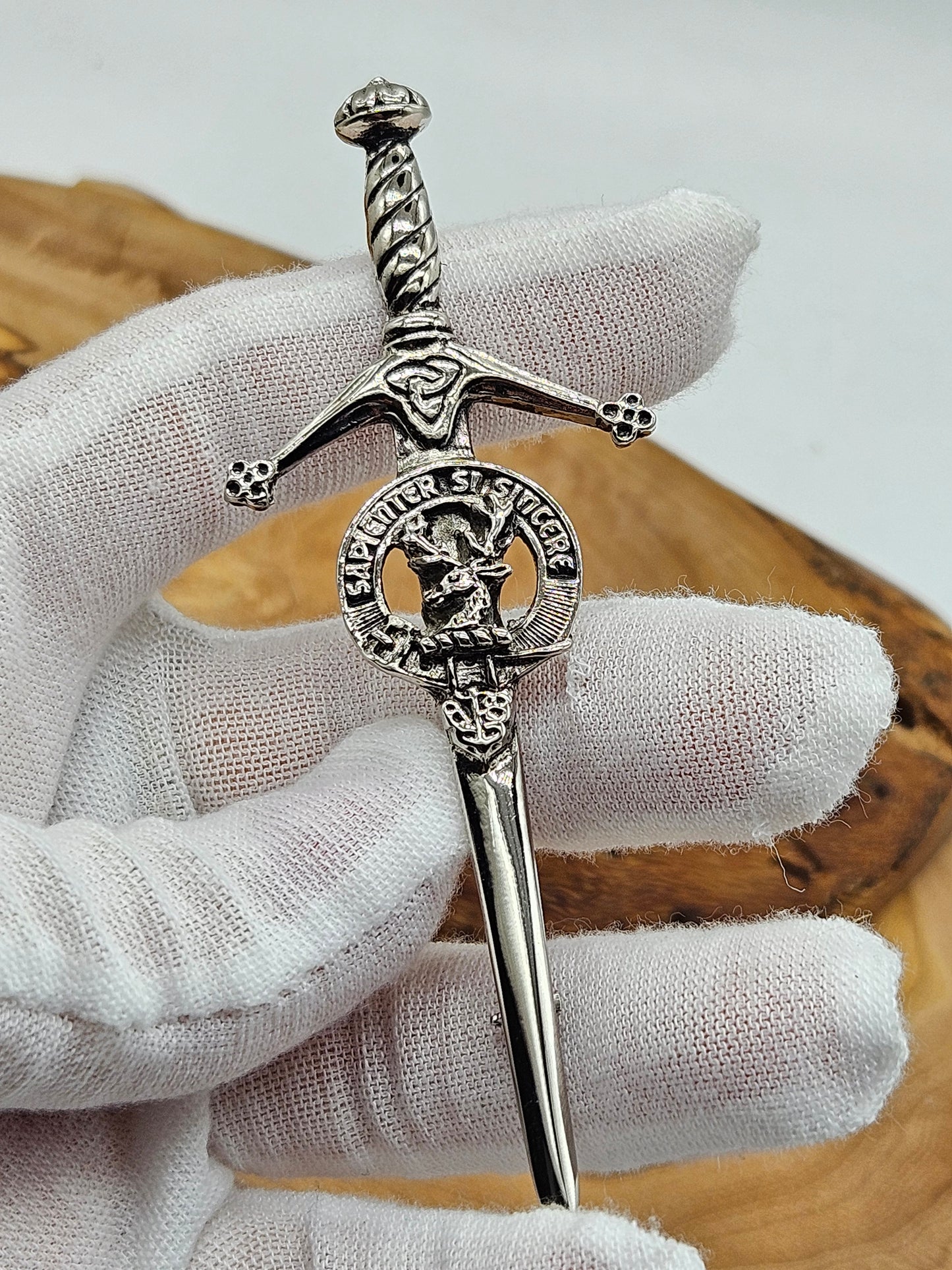 Large Vintage Scottish Pin Kilt Brooch Sword with Coat of Arms, VGC