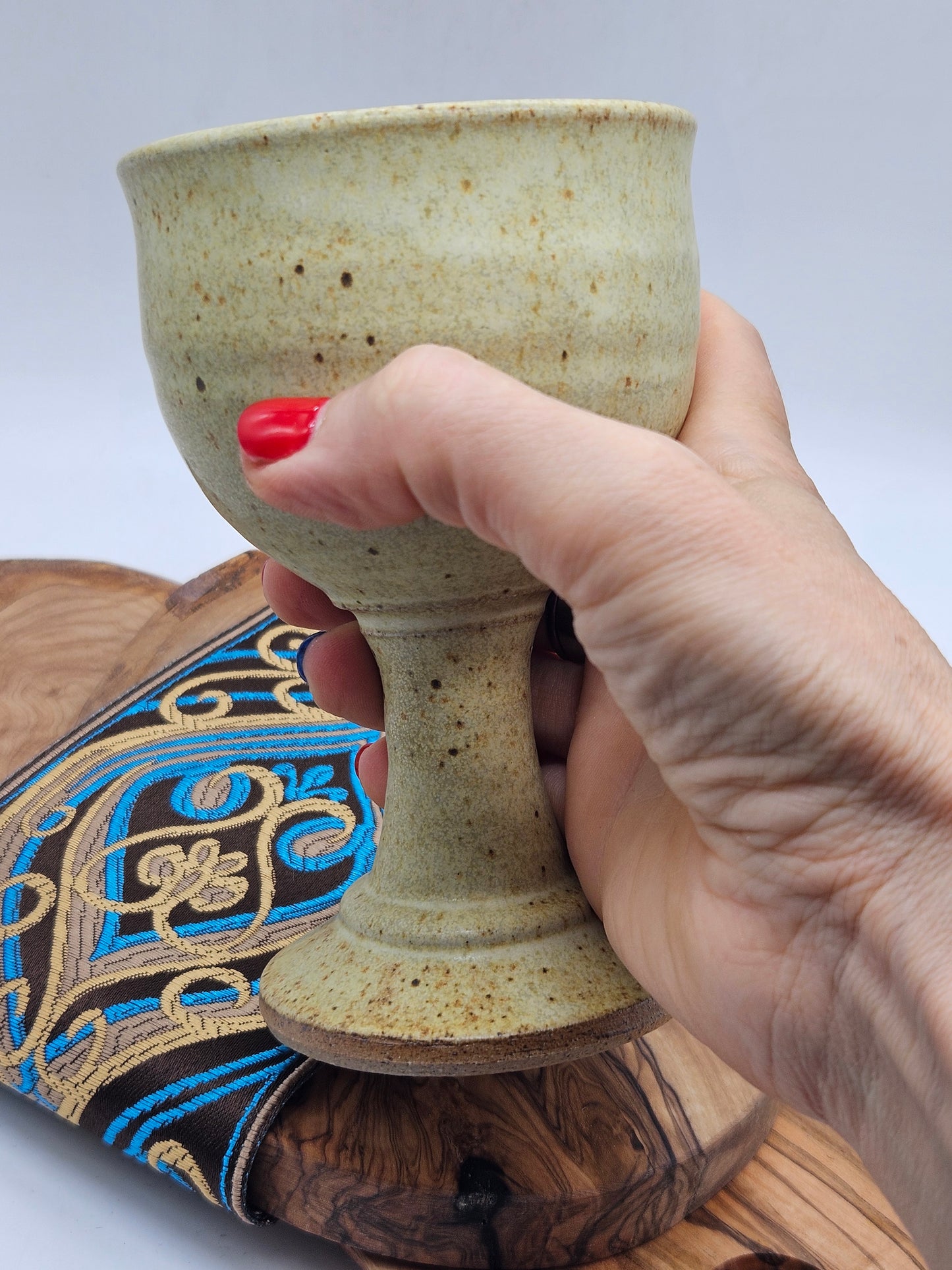 Vintage Studio Pottery Medieval Rustic-style Large Size Goblet