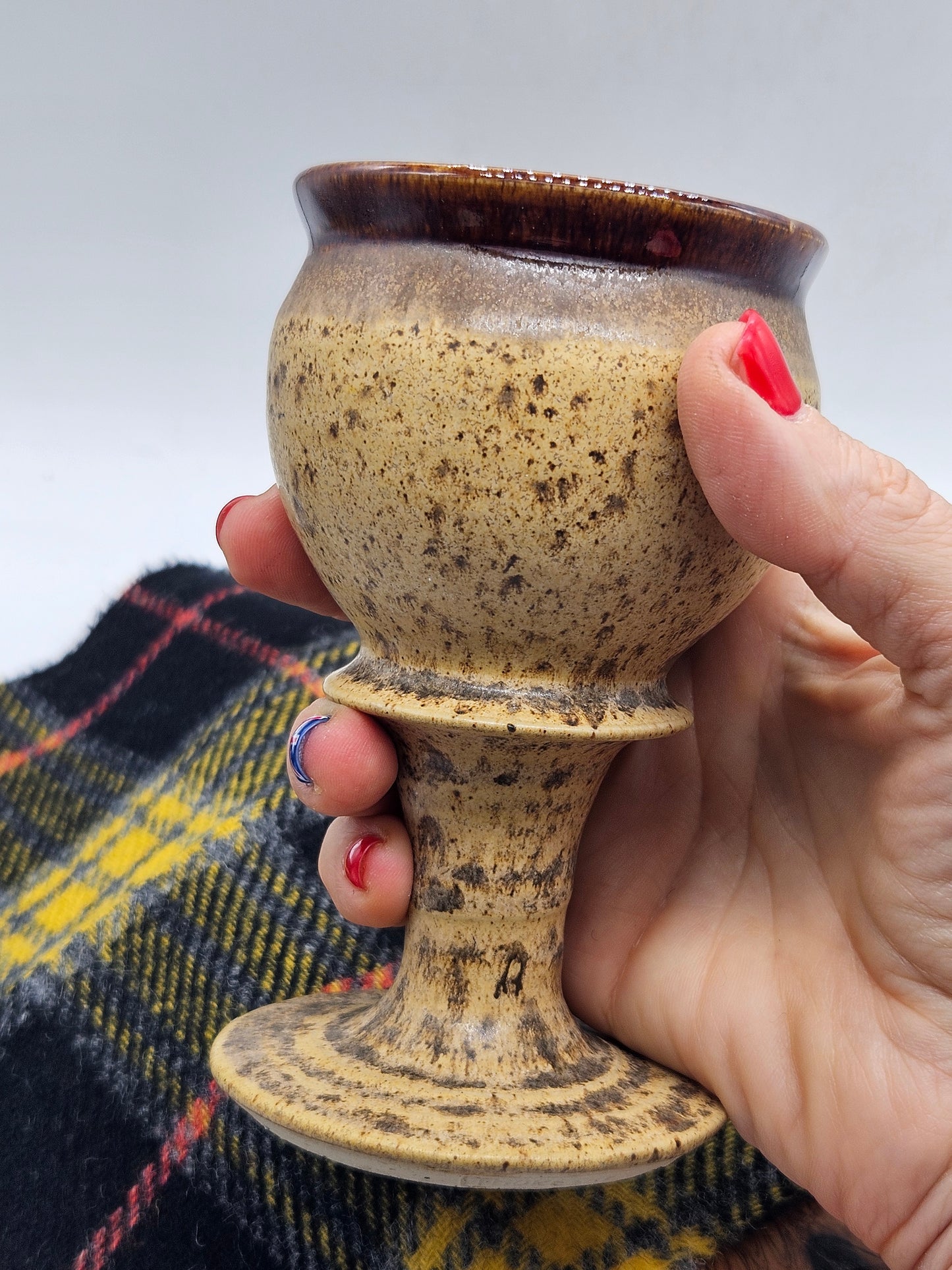 Vintage Studio Pottery Medium Size Goblet, Glossed finish inside