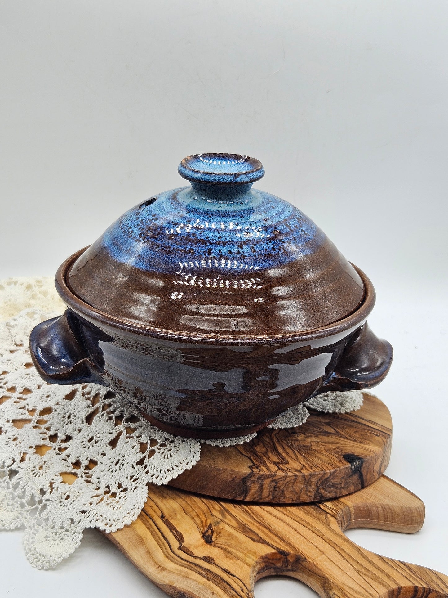 Vintage Studio Pottery Pot with Lid, Glossy Glazed