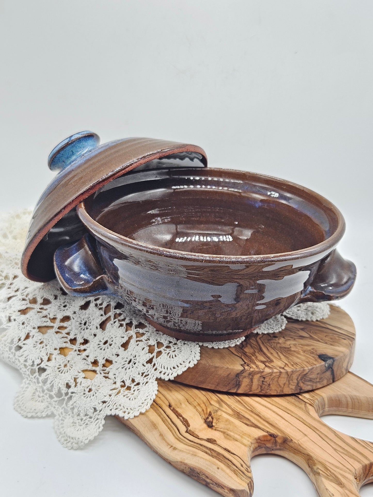 Vintage Studio Pottery Pot with Lid, Glossy Glazed