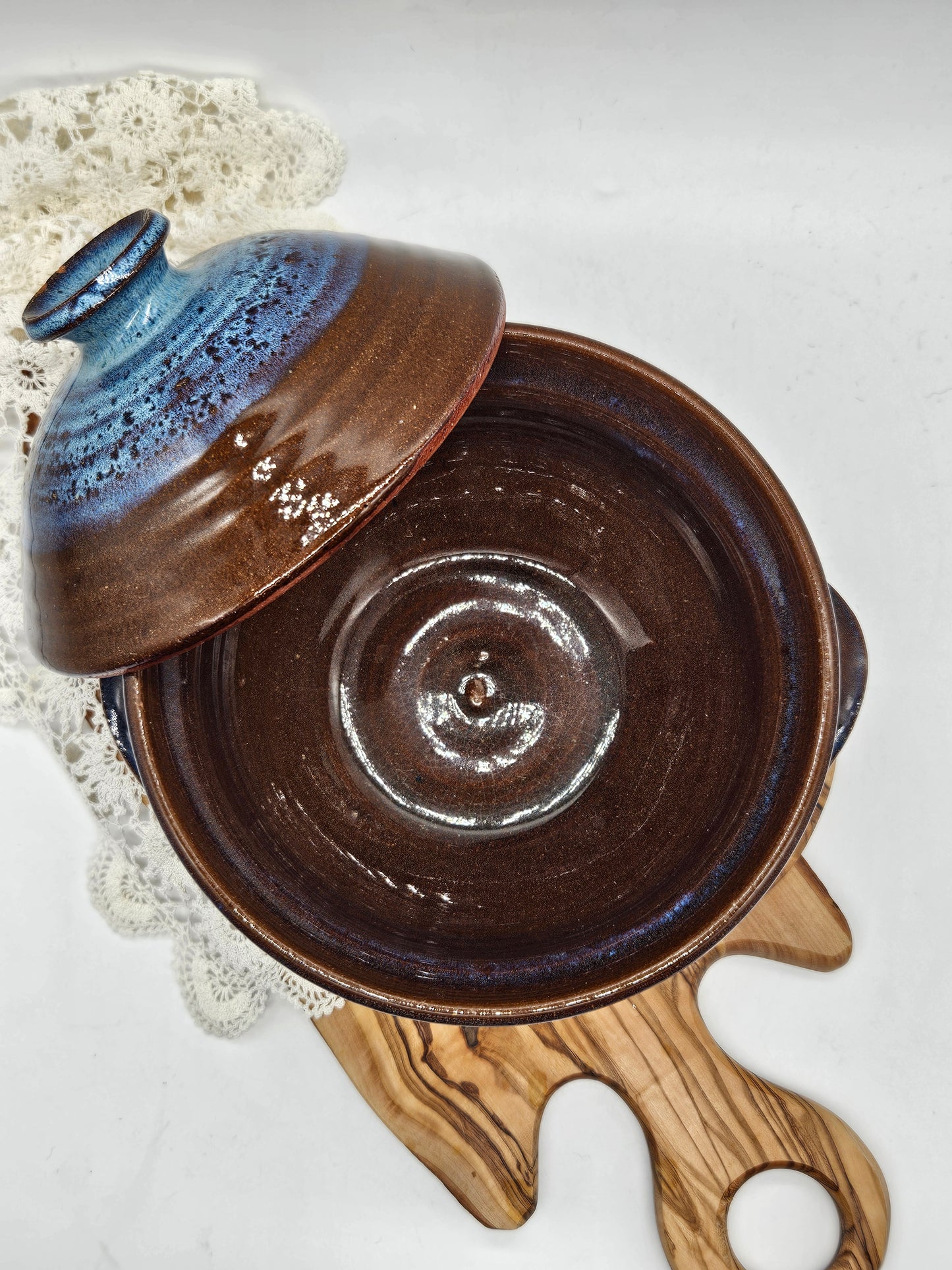 Vintage Studio Pottery Pot with Lid, Glossy Glazed