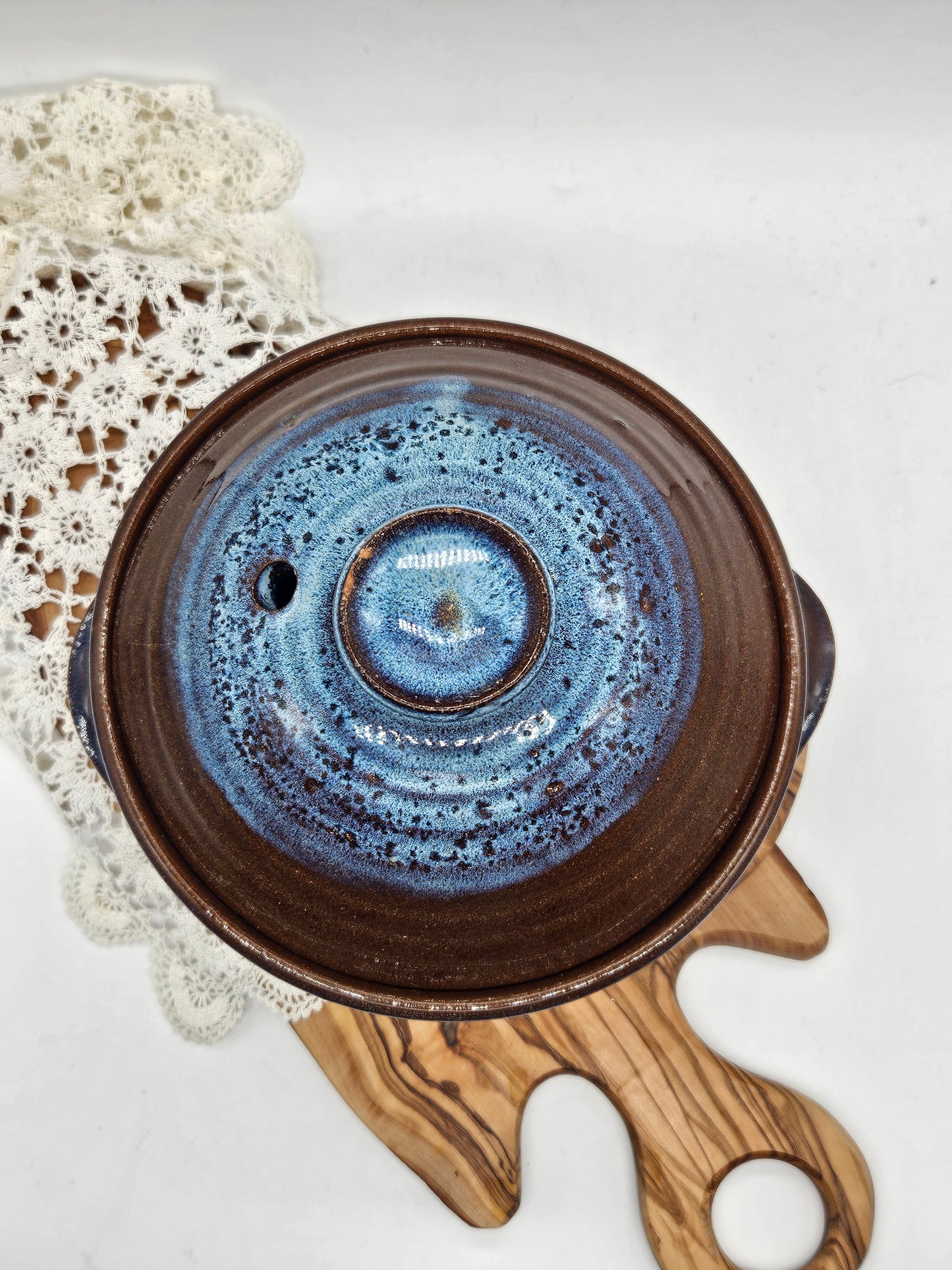 Vintage Studio Pottery Pot with Lid, Glossy Glazed