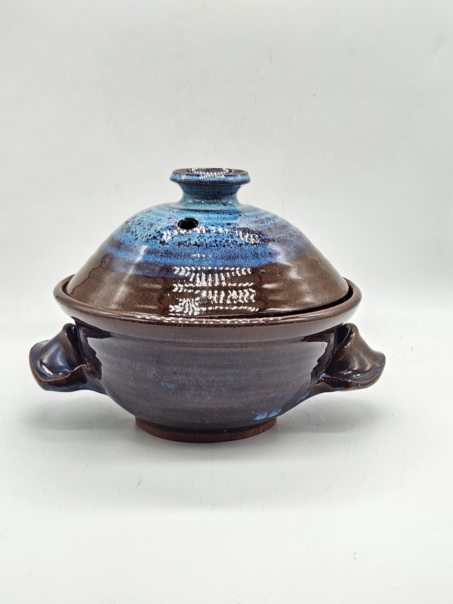 Vintage Studio Pottery Pot with Lid, Glossy Glazed