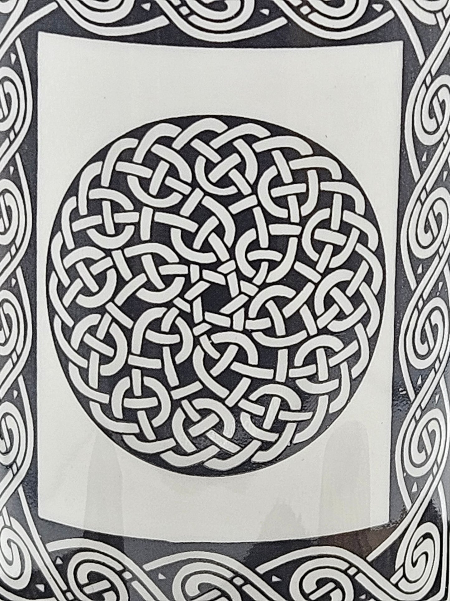 Vintage Porcelain Tea Mug With Celtic Black and White Design, Highland China, Scotland