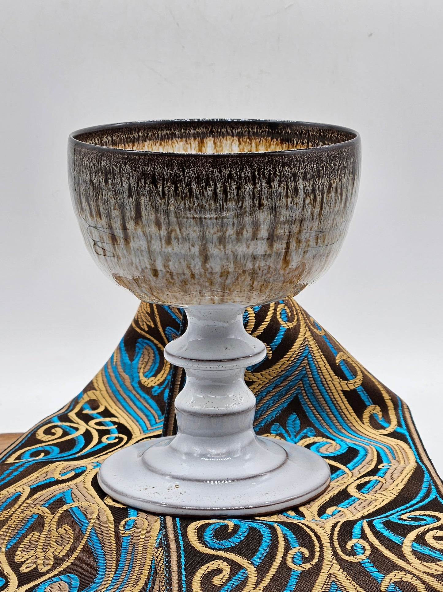 Vintage Studio pottery beautifully glazed wine goblet, VGC