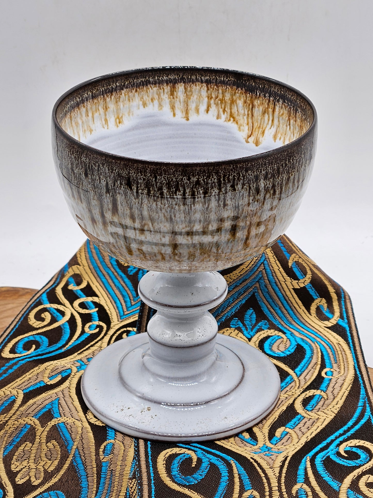 Vintage Studio pottery beautifully glazed wine goblet, VGC