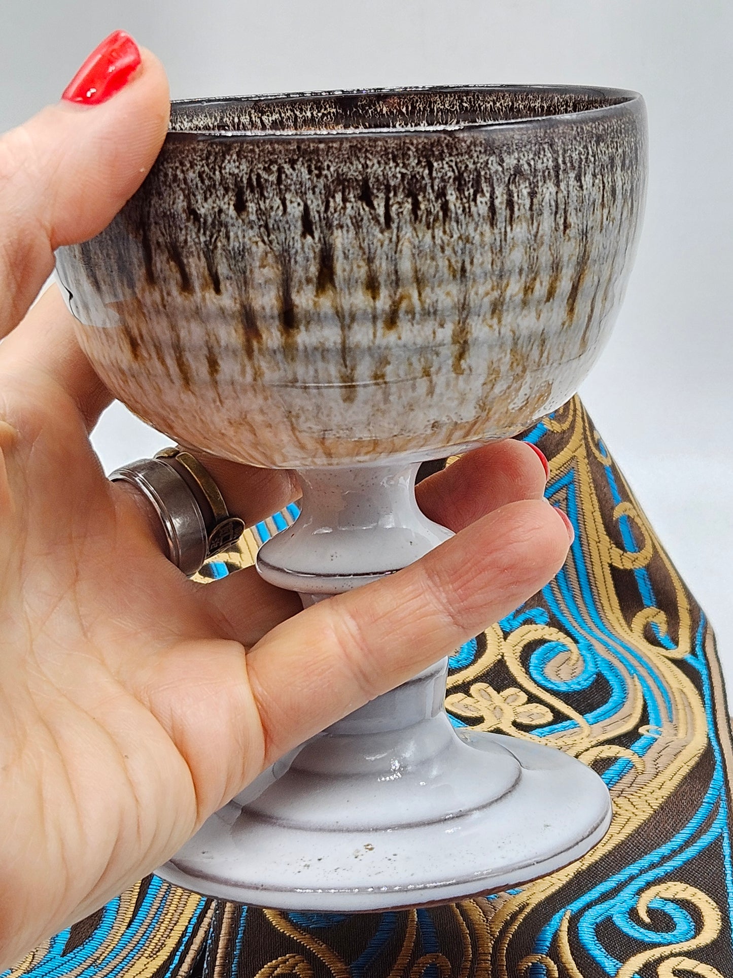 Vintage Studio pottery beautifully glazed wine goblet, VGC