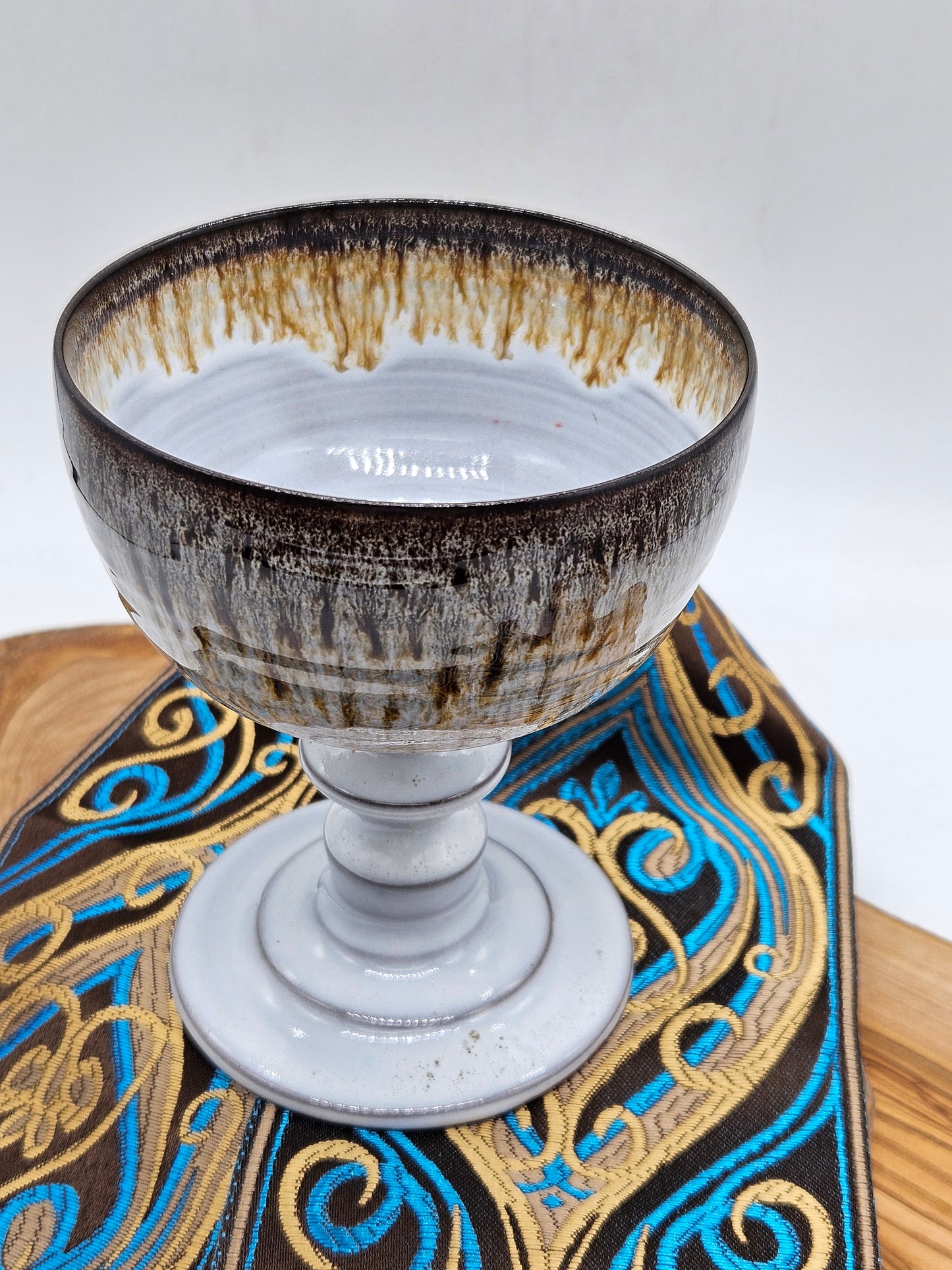 Vintage Studio pottery beautifully glazed wine goblet, VGC