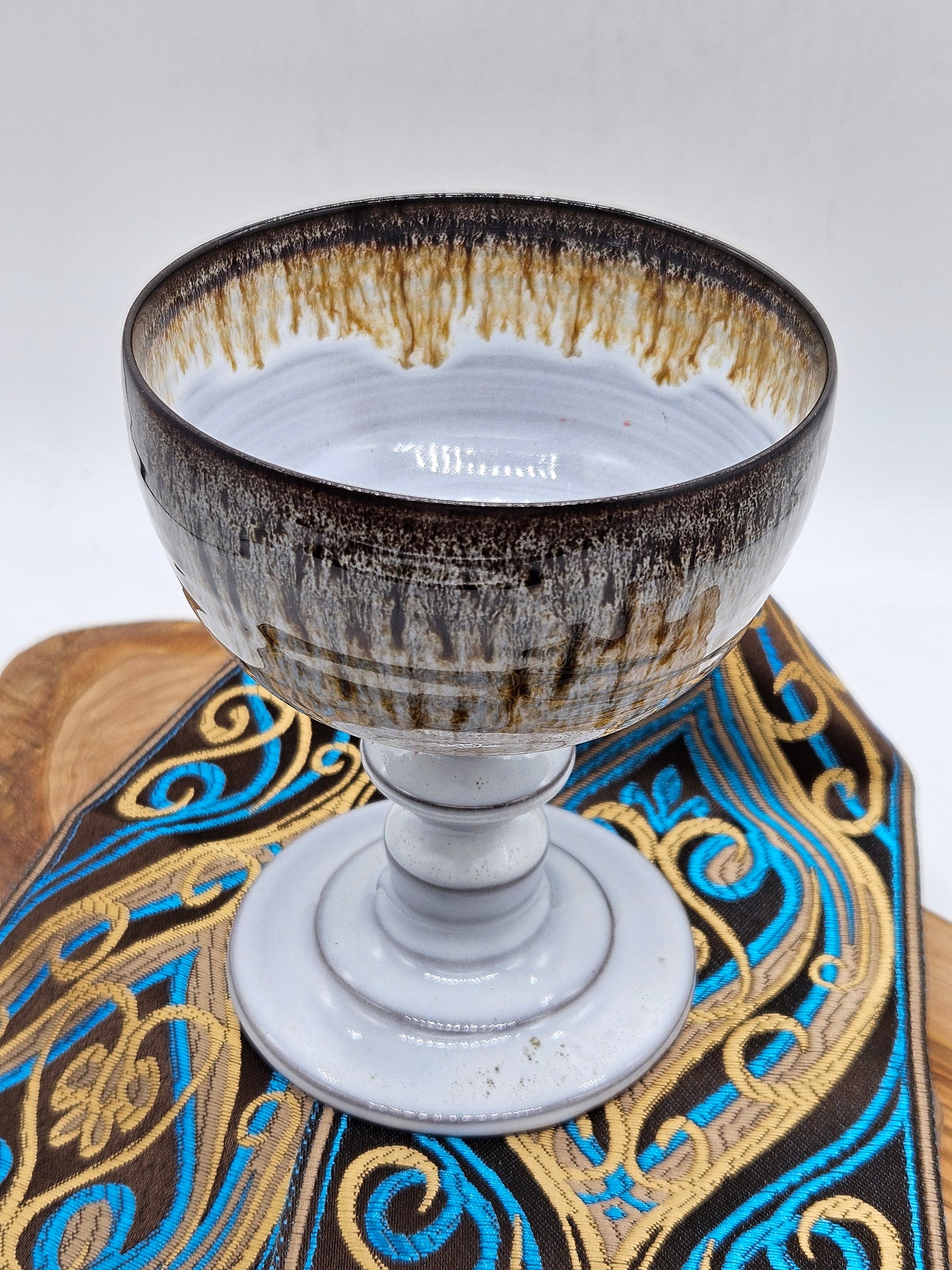 Vintage Studio pottery beautifully glazed wine goblet, VGC
