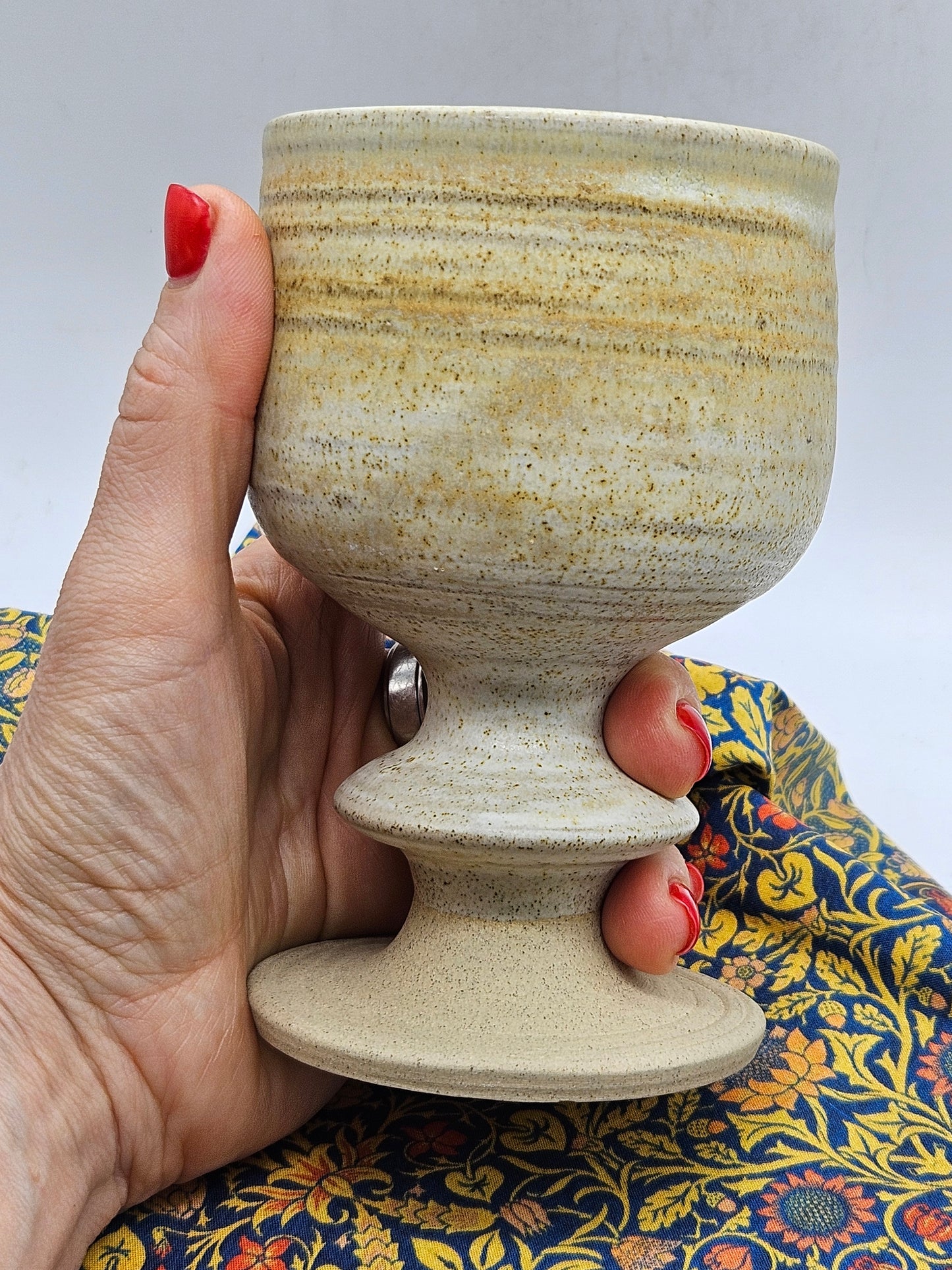 Vintage Studio Pottery Large Size Rustic-style Goblet, VGC