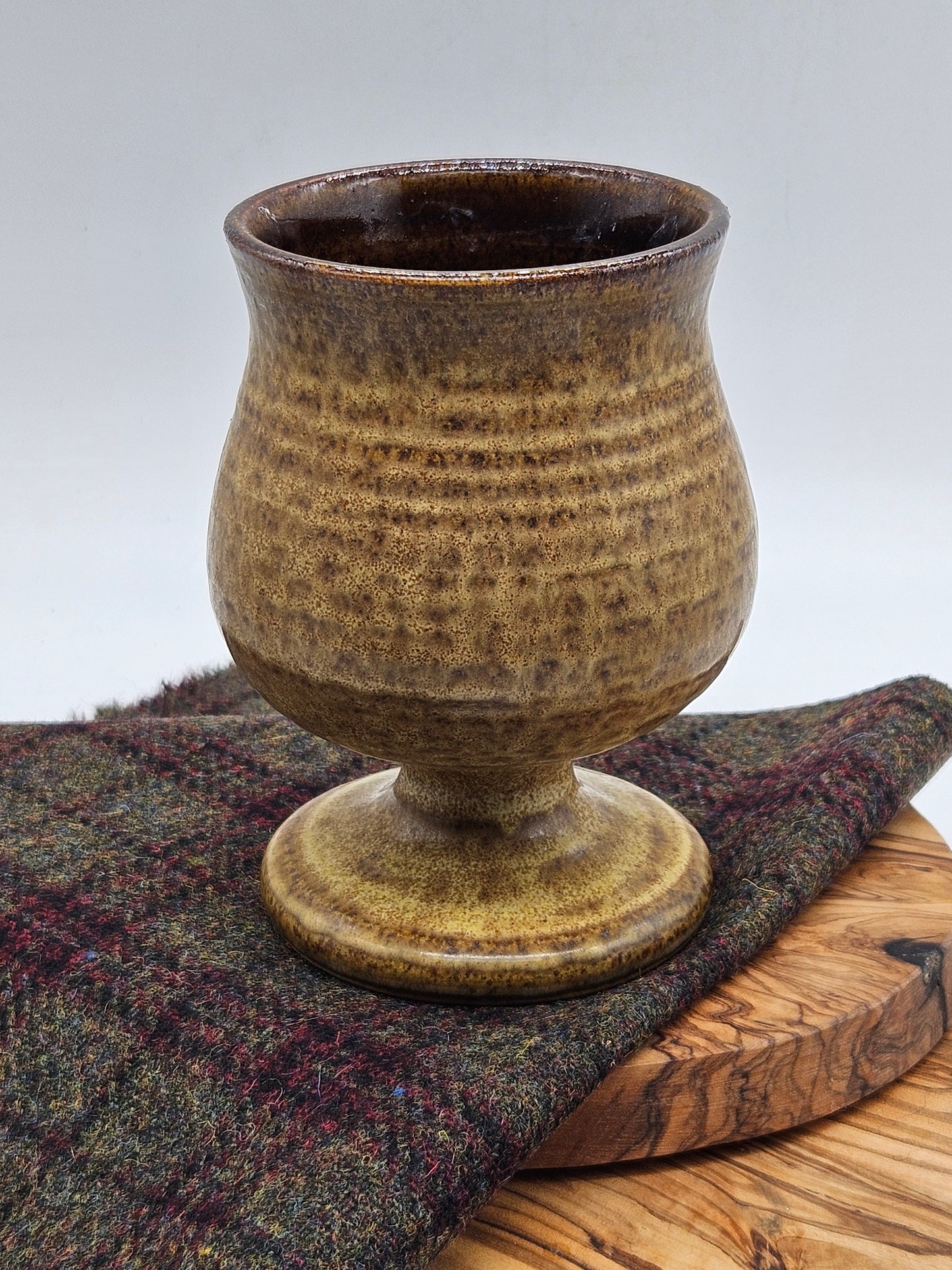 Vintage Studio Pottery Fully Glazed Tulip Shape Goblet, VGC