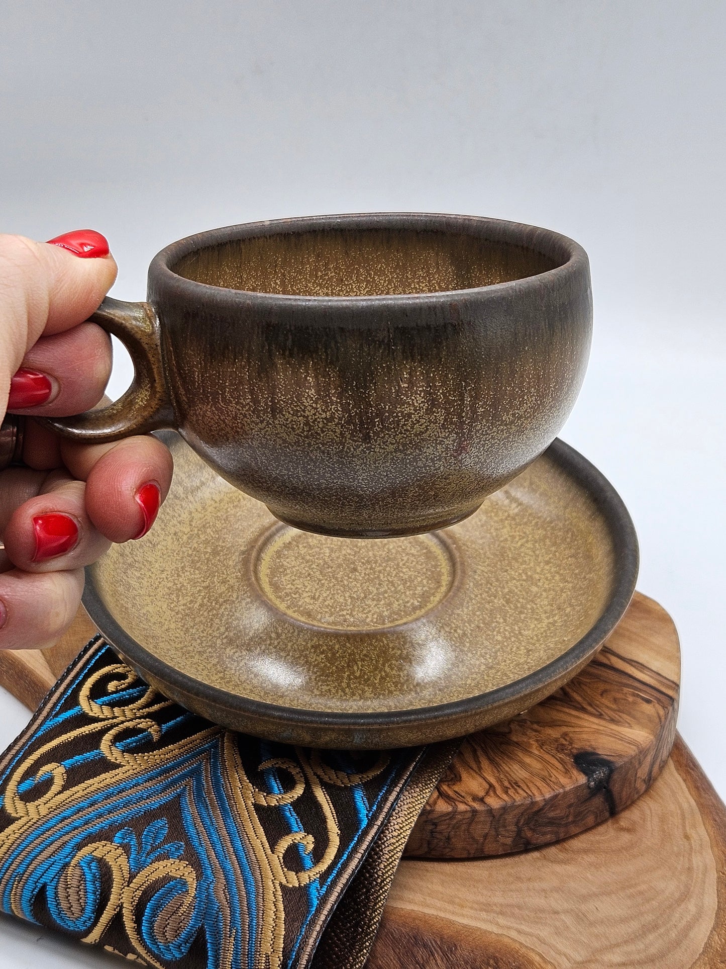 Vintage Denby Romany tea cup and saucer, VGC