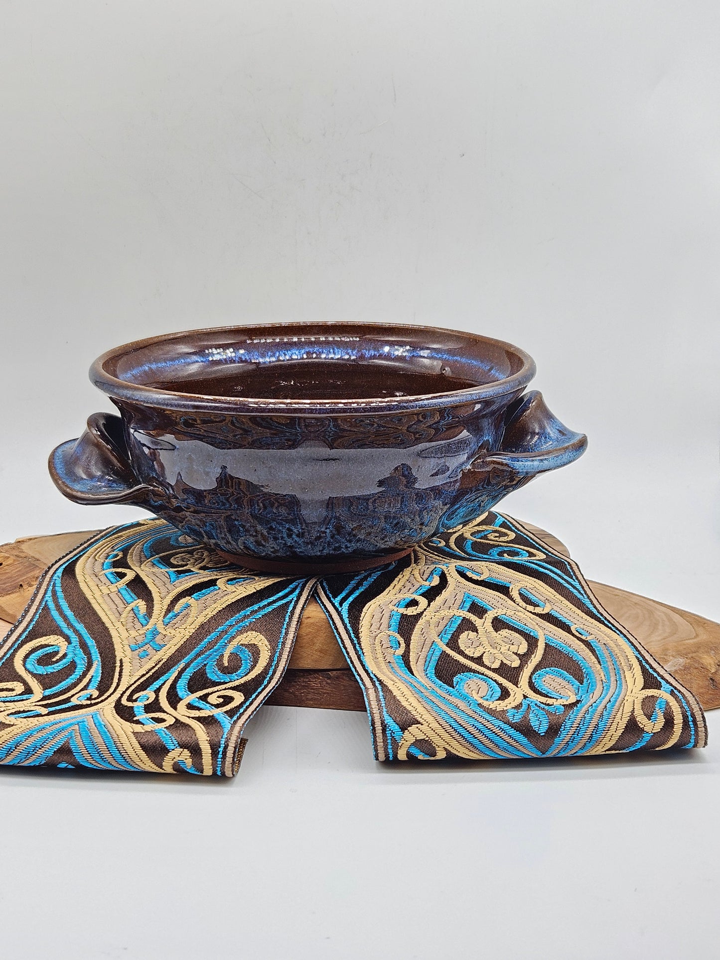 Vintage studio pottery Hand Thrown Soup Bowl, glazed