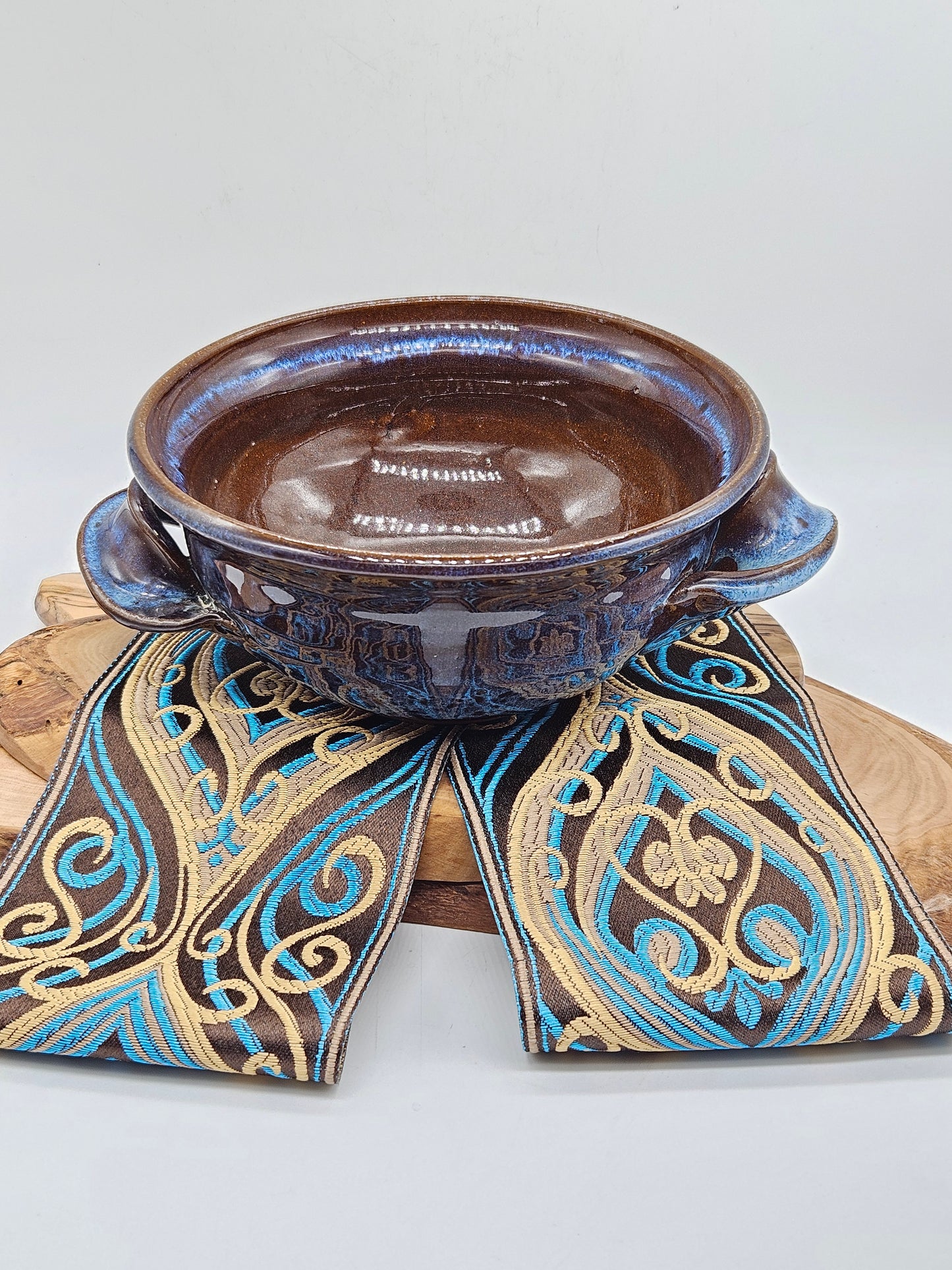 Vintage studio pottery Hand Thrown Soup Bowl, glazed